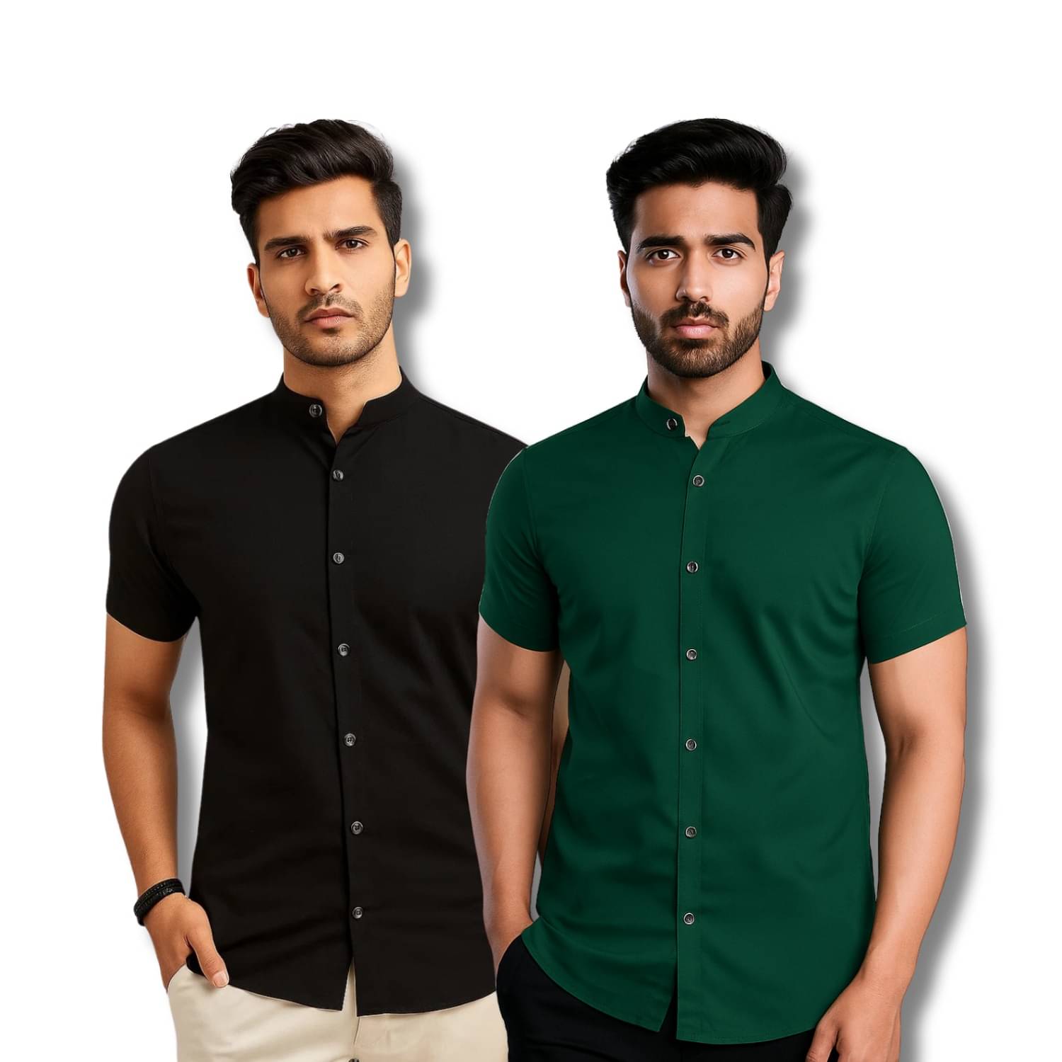     			RAREMARK Cotton Blend Regular Fit Solids Half Sleeves Men's Casual Shirt - Black ( Pack of 2 )
