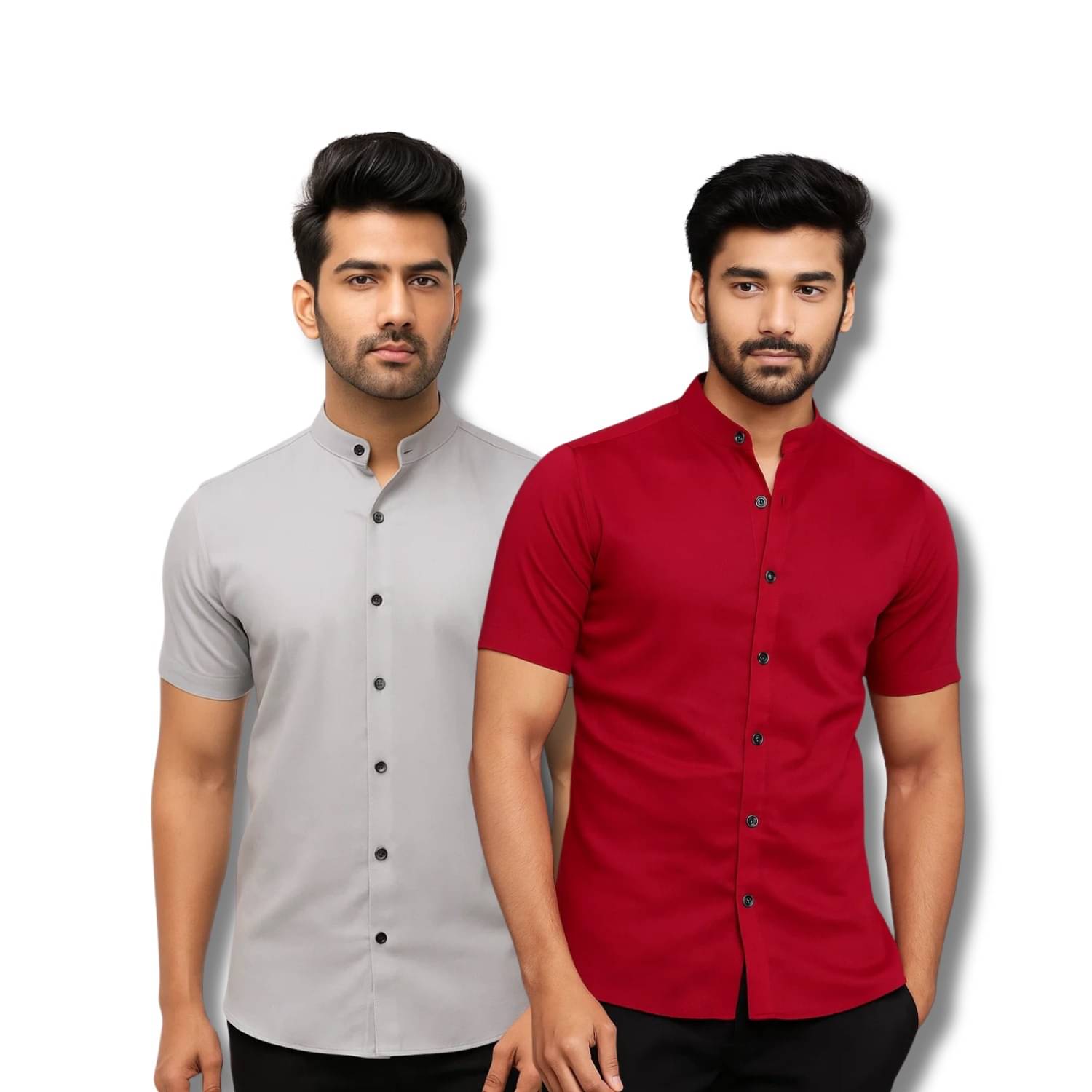     			RAREMARK Cotton Blend Regular Fit Solids Half Sleeves Men's Casual Shirt - Grey ( Pack of 2 )