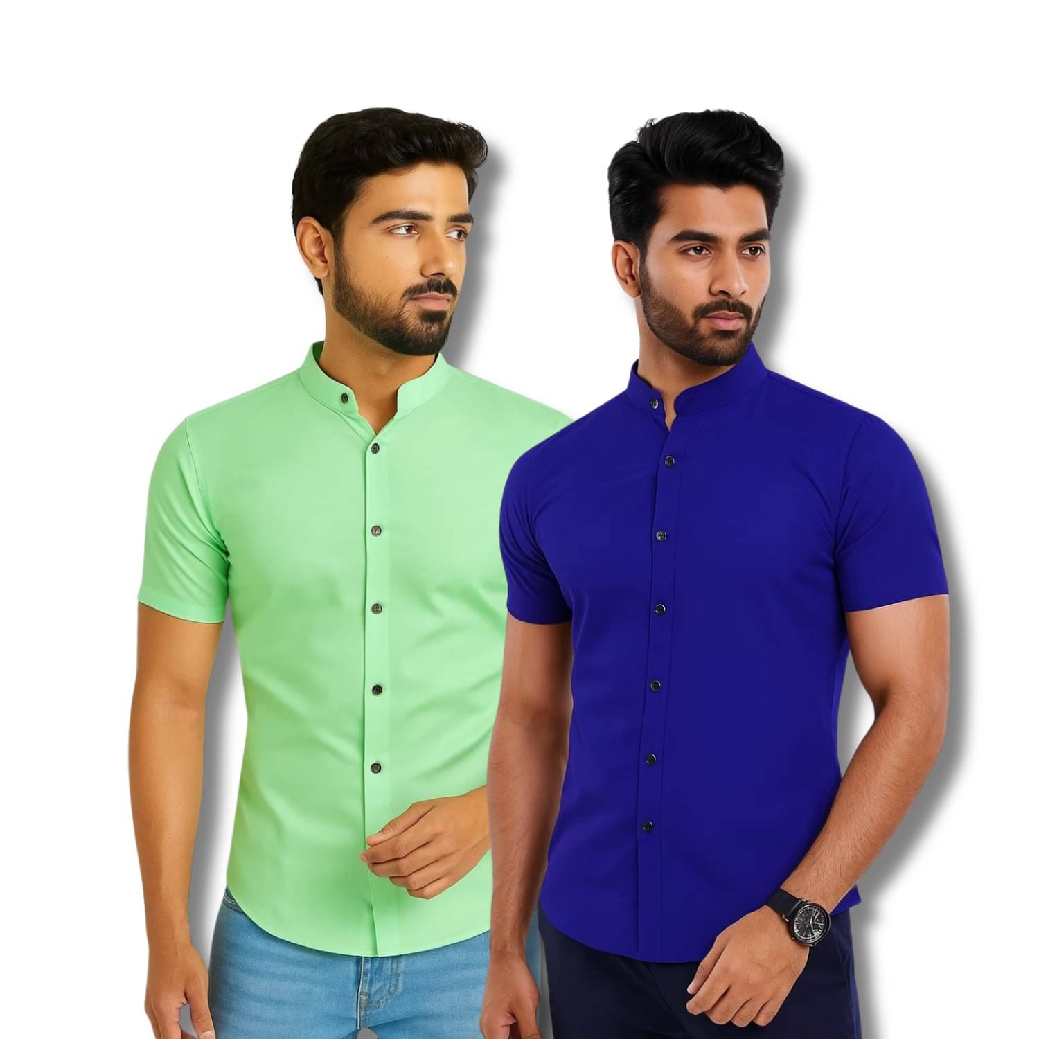 RAREMARK Cotton Blend Regular Fit Solids Half Sleeves Men's Casual Shirt - Lime Green ( Pack of 2 )     			RAREMARK Cotton Blend Regular Fit Solids Half Sleeves Men's Casual Shirt - Lime Green ( Pack of 2 )
