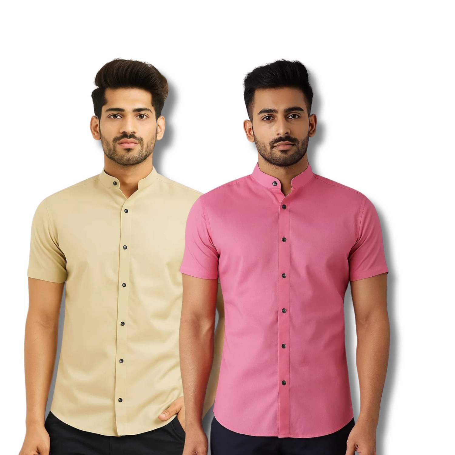     			RAREMARK Cotton Blend Regular Fit Solids Half Sleeves Men's Casual Shirt - Beige ( Pack of 2 )