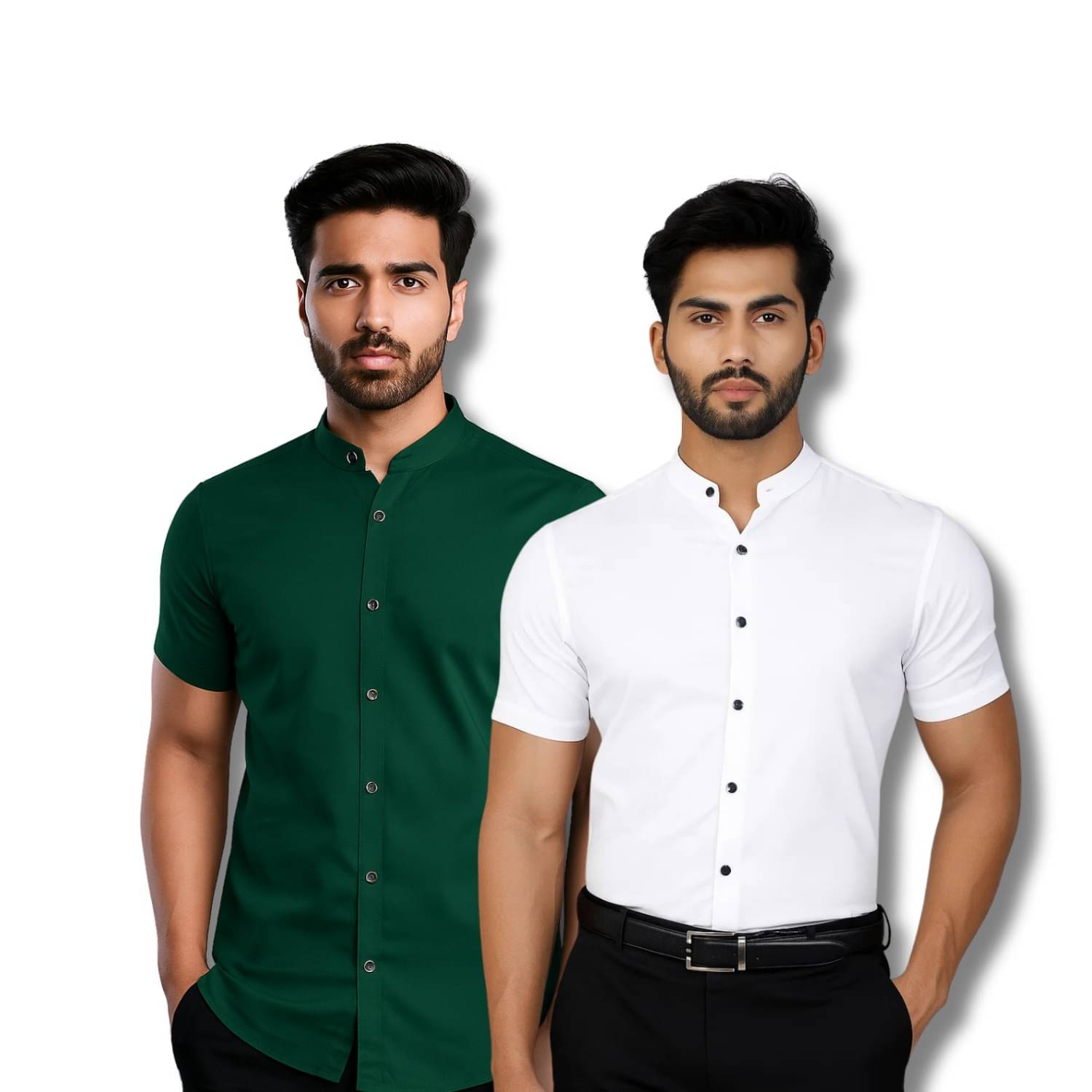     			RAREMARK Cotton Blend Regular Fit Solids Half Sleeves Men's Casual Shirt - Green ( Pack of 2 )