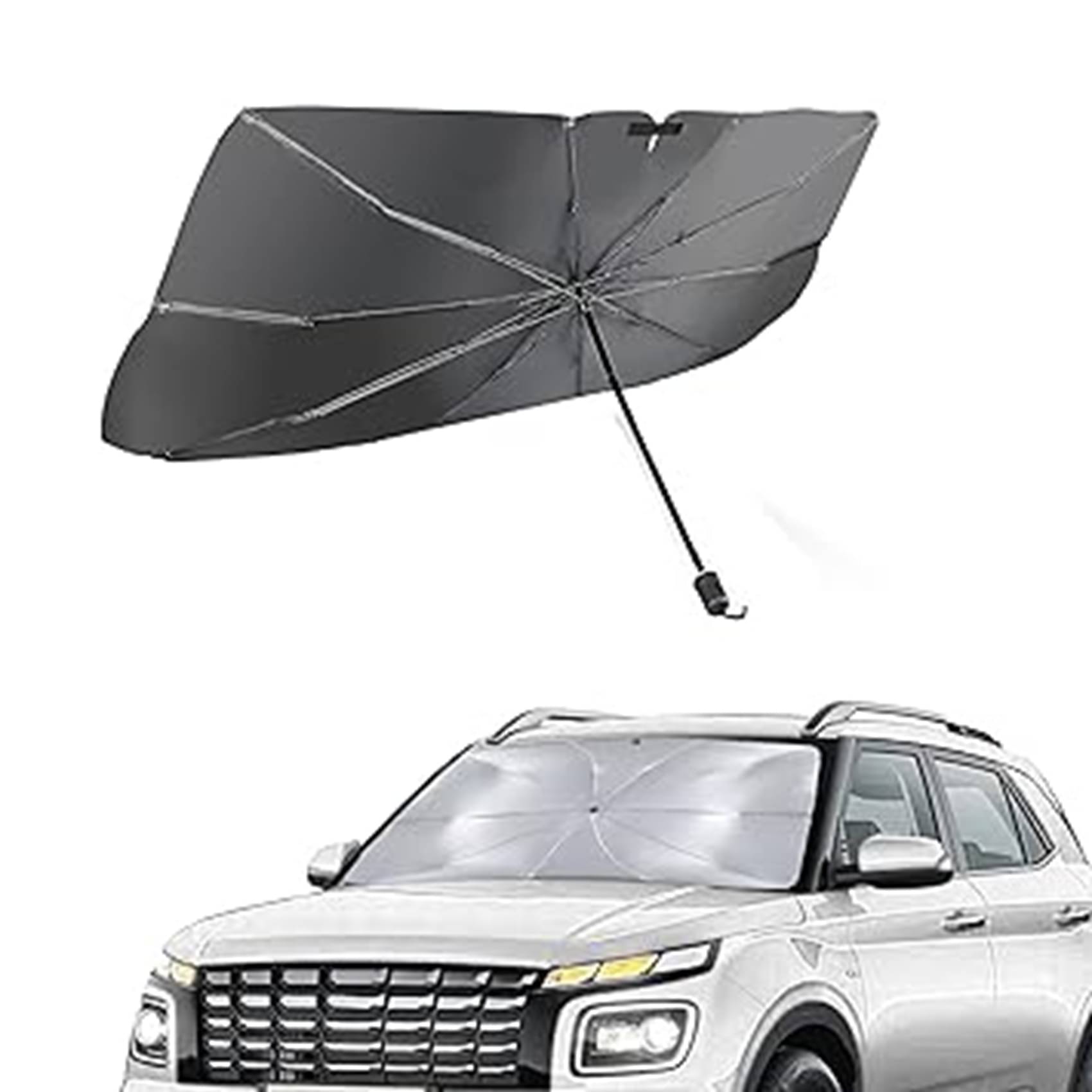     			ROUTINE Foldable Car Windshield Sunshade Umbrella – UV Protection, Heat Resistant Sun Visor for Front Windshield