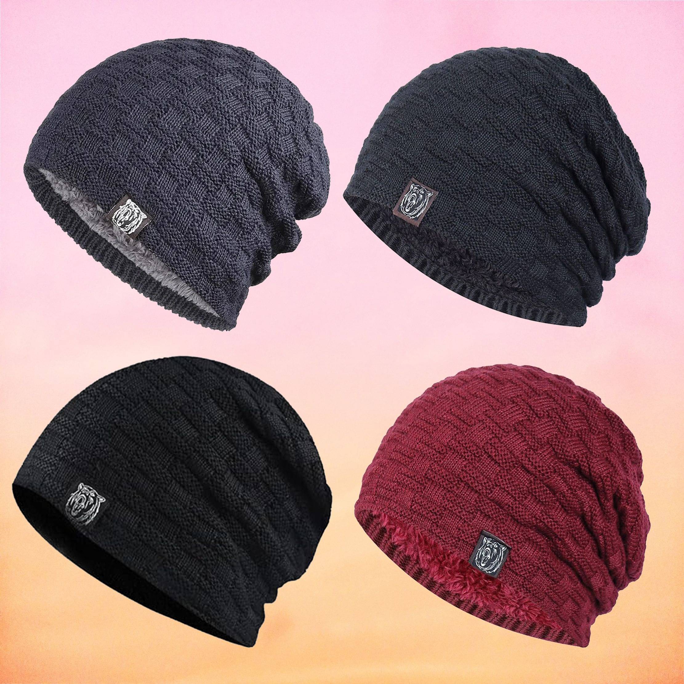 Rigzy Pack of 4 Woollen Men's Cap ( Multicolor ) Rigzy Pack of 4 Woollen Men's Cap ( Multicolor )