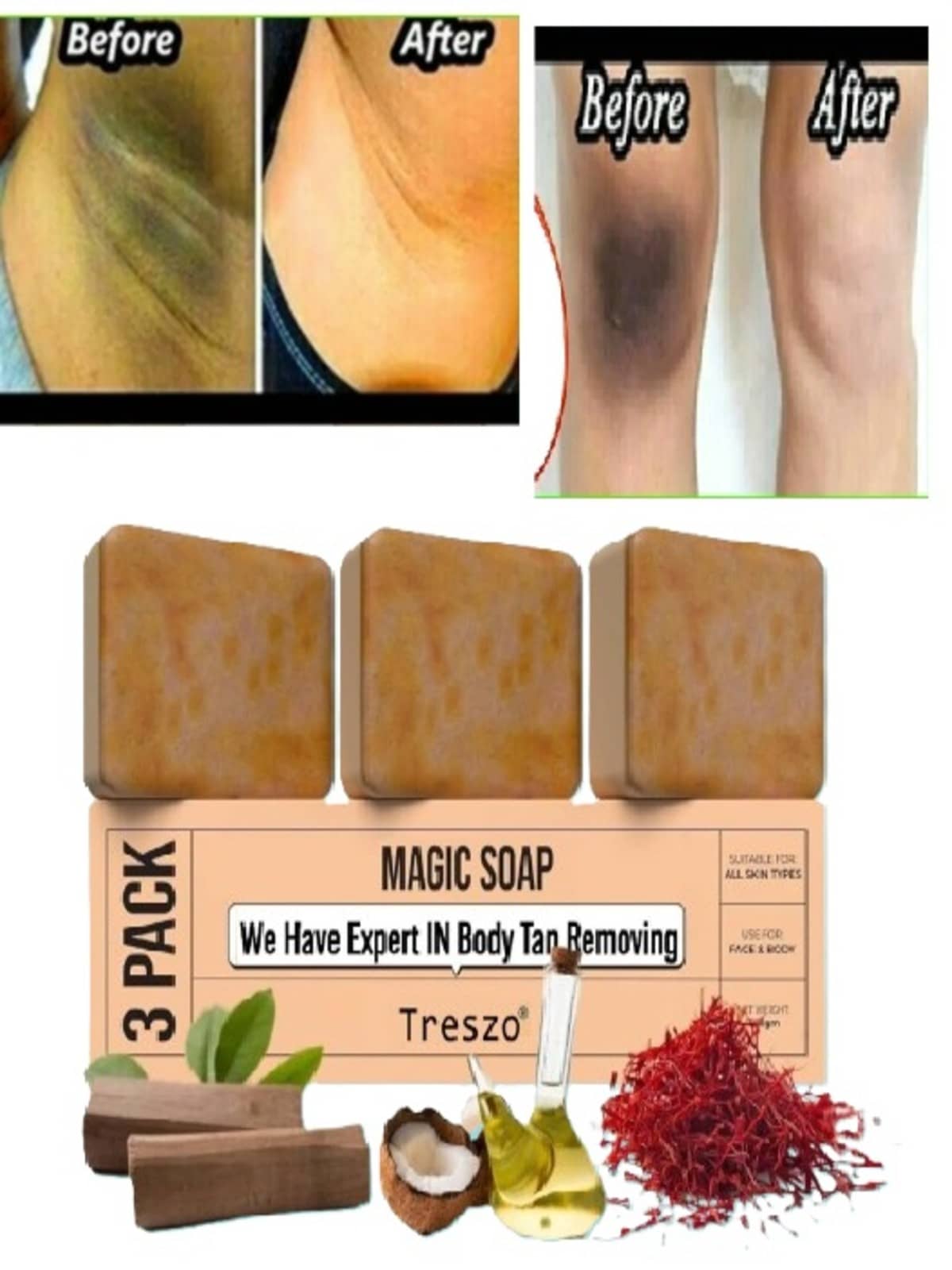 Treszo Skin Whitening GHAR SOAPS Magic Soap Refreshing Skin Soap for All Skin Type ( Pack of 3 )