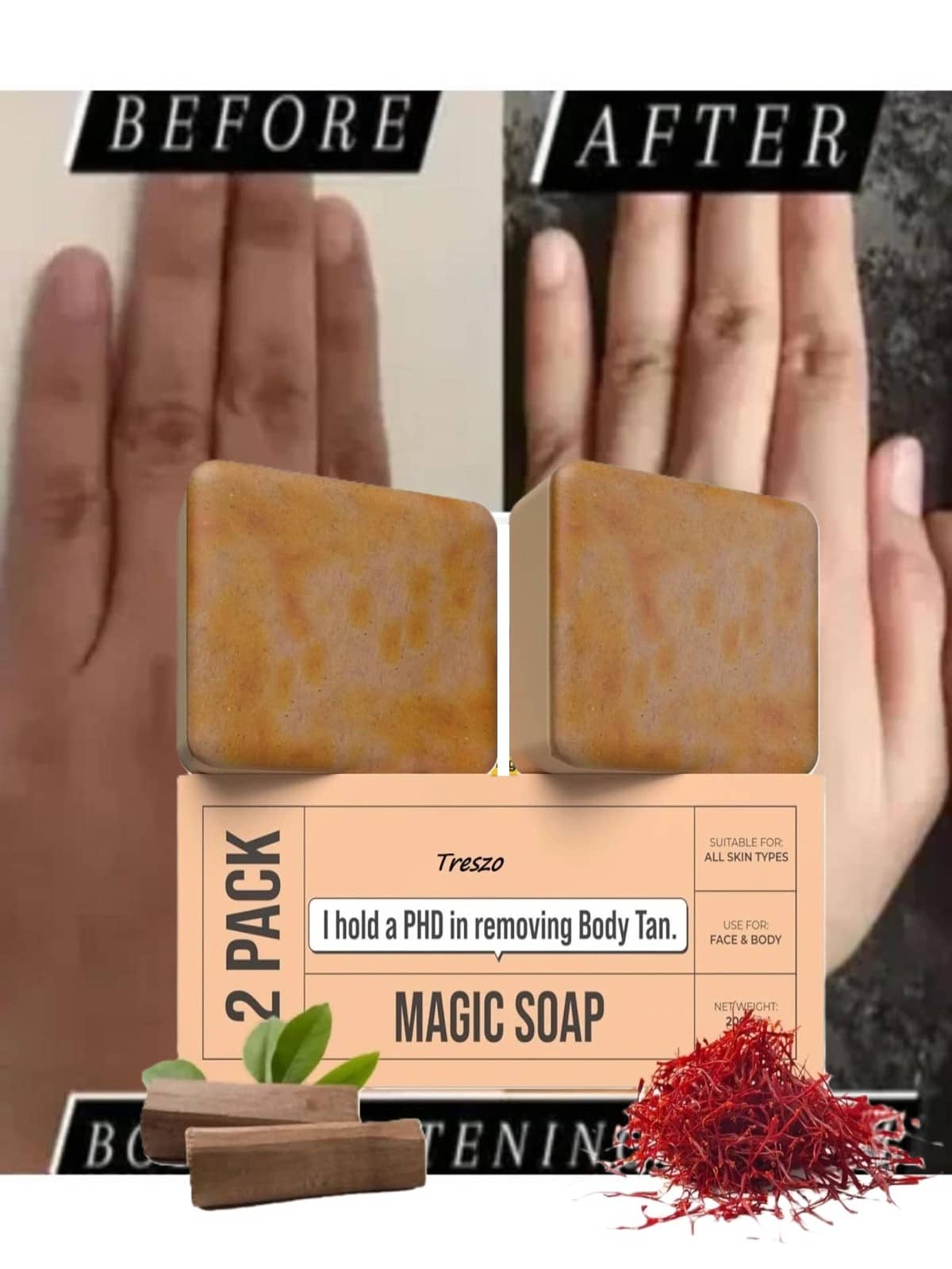 Treszo Skin Whitening GHRR Soap Magic And Saffron Bath Soap for All Skin Type ( Pack of 2 )