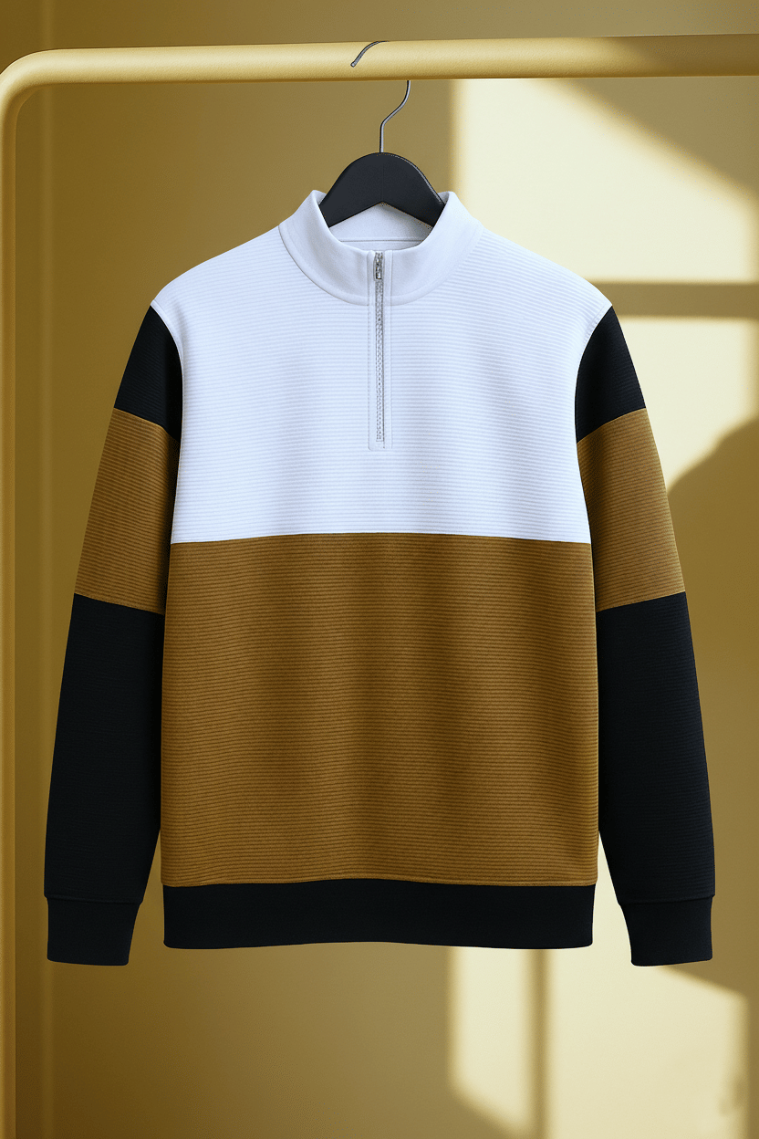     			Try This Cotton Blend High Neck Men's Sweatshirt - White ( Pack of 1 )