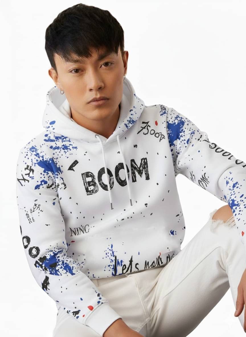     			Try This Cotton Blend Hooded Men's Sweatshirt - White ( Pack of 1 )