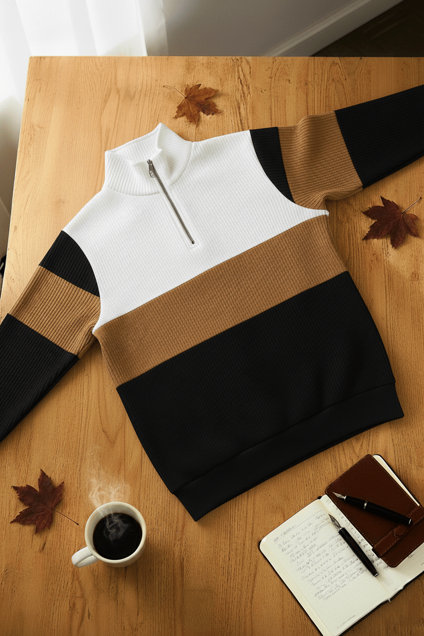     			Try This Men Cotton Blend Regular Fit Colorblock T-Shirt ( White )