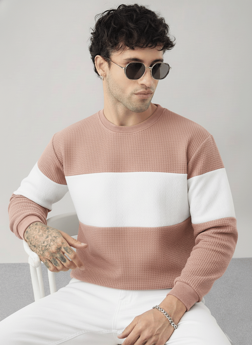 Try This Men Cotton Blend Regular Fit Colorblock T-Shirt ( Pink ) Try This Men Cotton Blend Regular Fit Colorblock T-Shirt ( Pink )