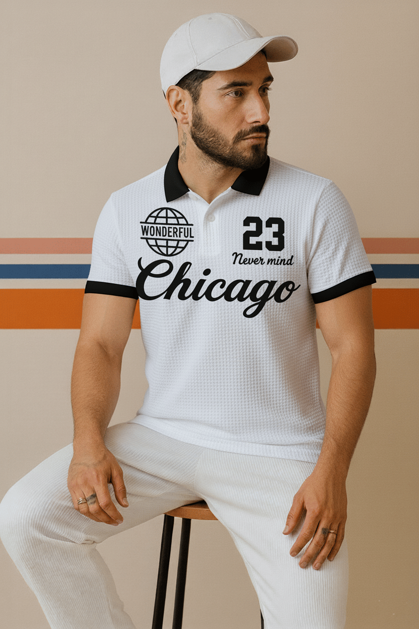     			Try This Men Cotton Blend Regular Fit Colorblock Polo T Shirt ( White )