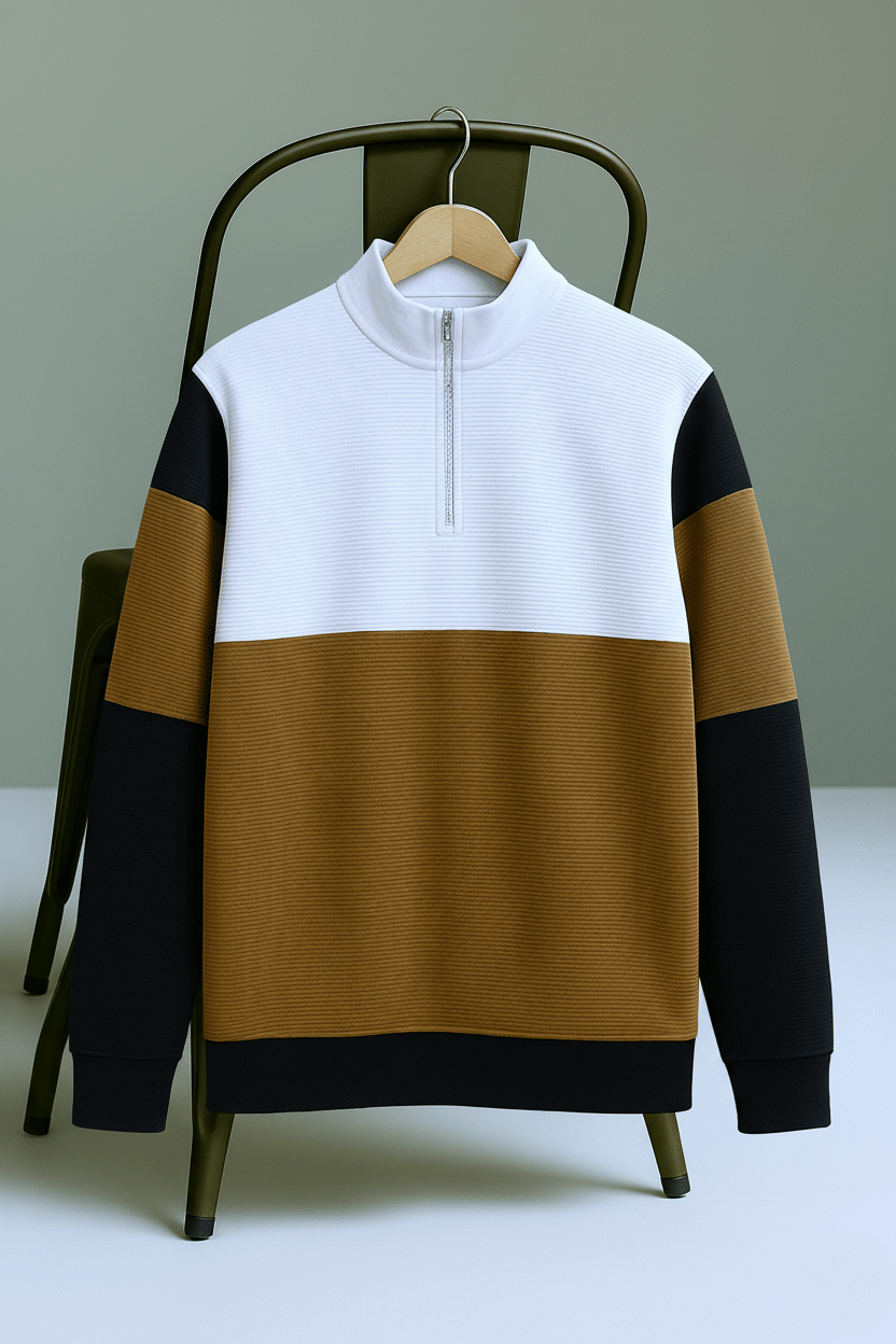     			Try This Men Cotton Blend Regular Fit Colorblock T-Shirt ( White )