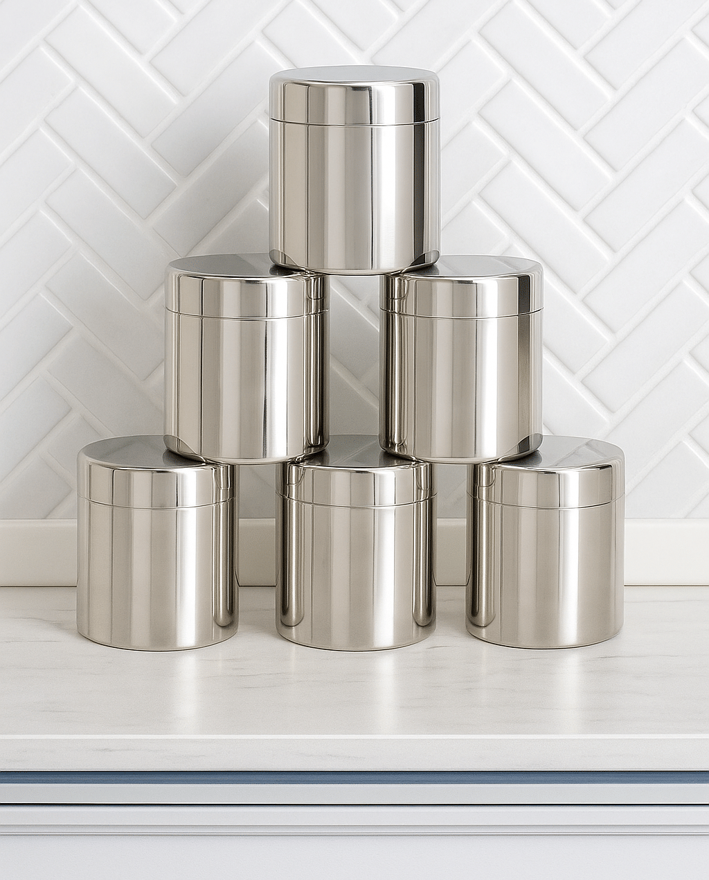     			Visaxmi Stainless Steel Silver Multi-Purpose Container ( Set of 6 )
