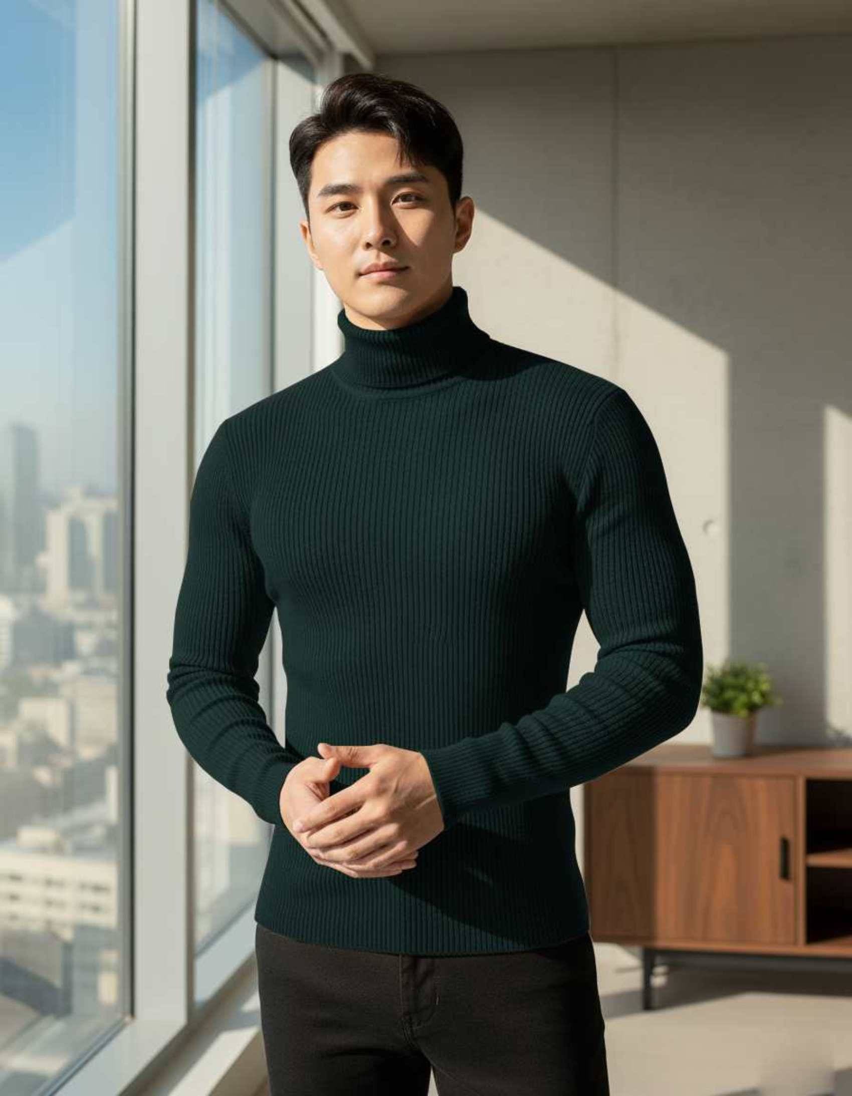     			fashlook Woollen High Neck Men's Full Sleeves Pullover Sweater - Green ( Pack of 1 )