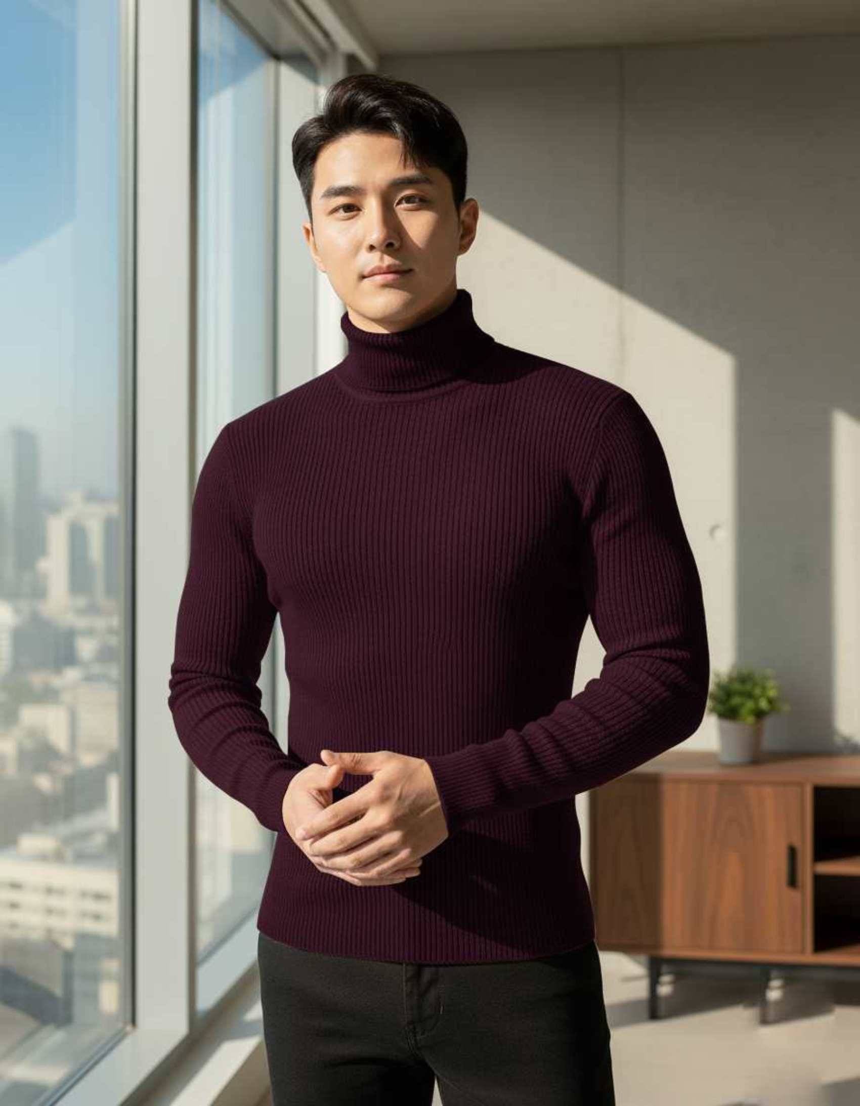 fashlook Woollen High Neck Men's Full Sleeves Pullover Sweater - Maroon ( Pack of 1 )     			fashlook Woollen High Neck Men's Full Sleeves Pullover Sweater - Maroon ( Pack of 1 )