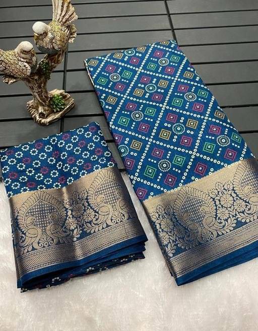 A TO Z CART Art Silk Printed Regular Saree With Unstitched Blouse Piece ( Rama )     			A TO Z CART Art Silk Printed Regular Saree With Unstitched Blouse Piece ( Rama )