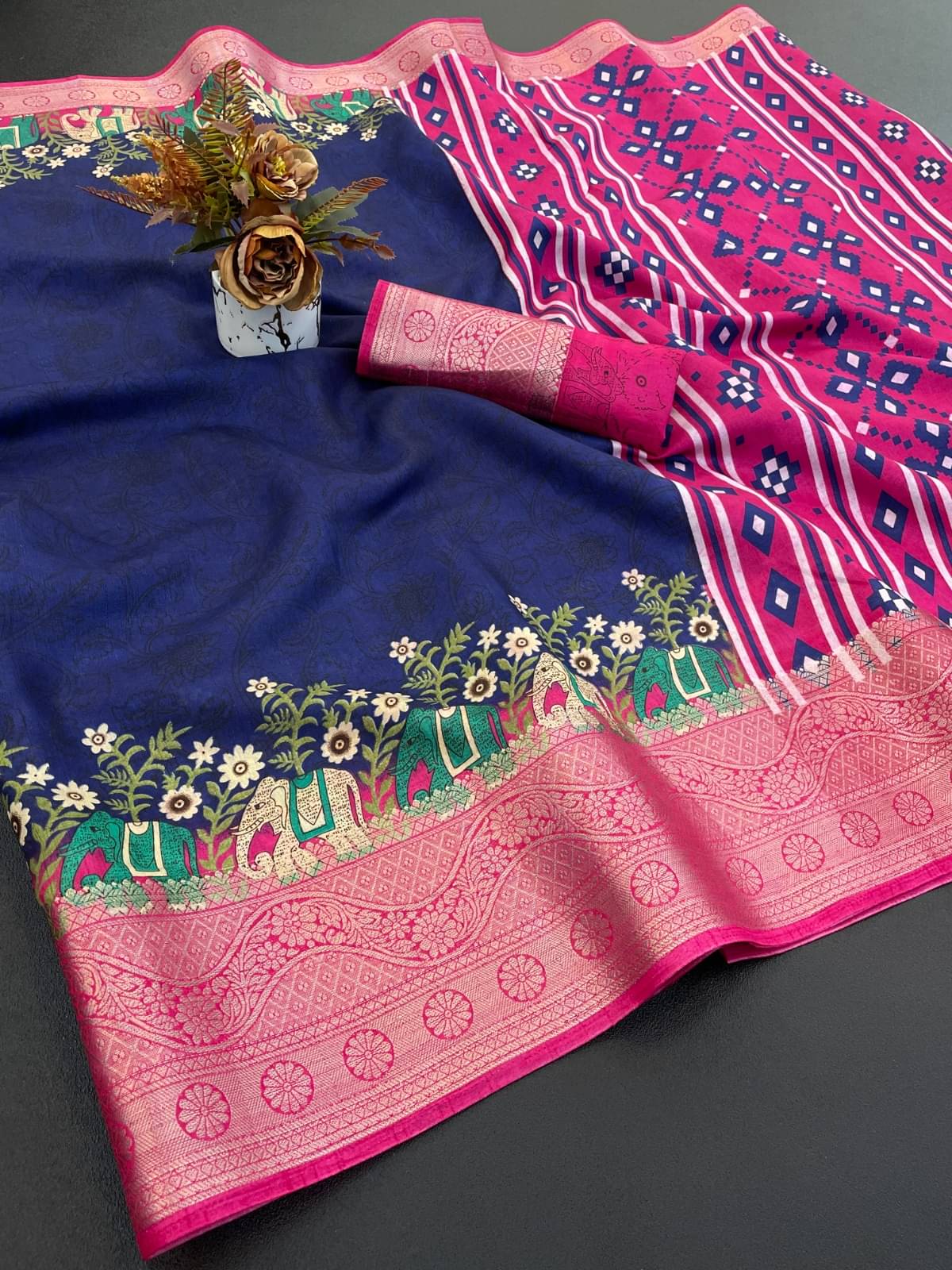 A TO Z CART Art Silk Printed Regular Saree With Unstitched Blouse Piece ( Blue ) A TO Z CART Art Silk Printed Regular Saree With Unstitched Blouse Piece ( Blue )