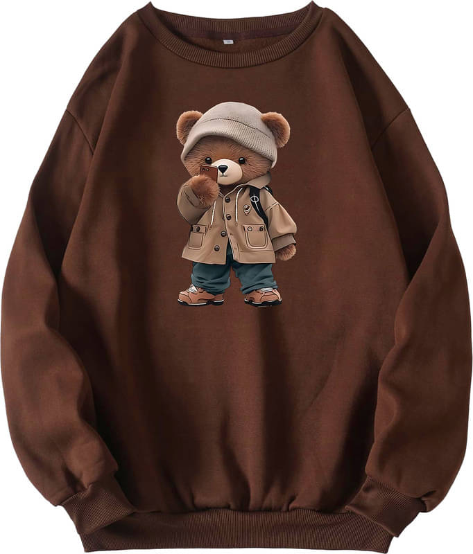     			Absolute Defense Fleece Round Neck Men's Sweatshirt - Brown ( Pack of 1 )