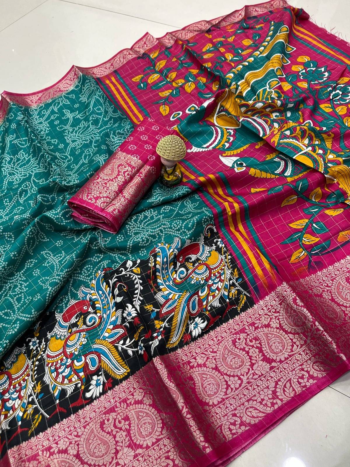     			Apnisha Art Silk Printed Regular Saree With Unstitched Blouse Piece ( Rama )