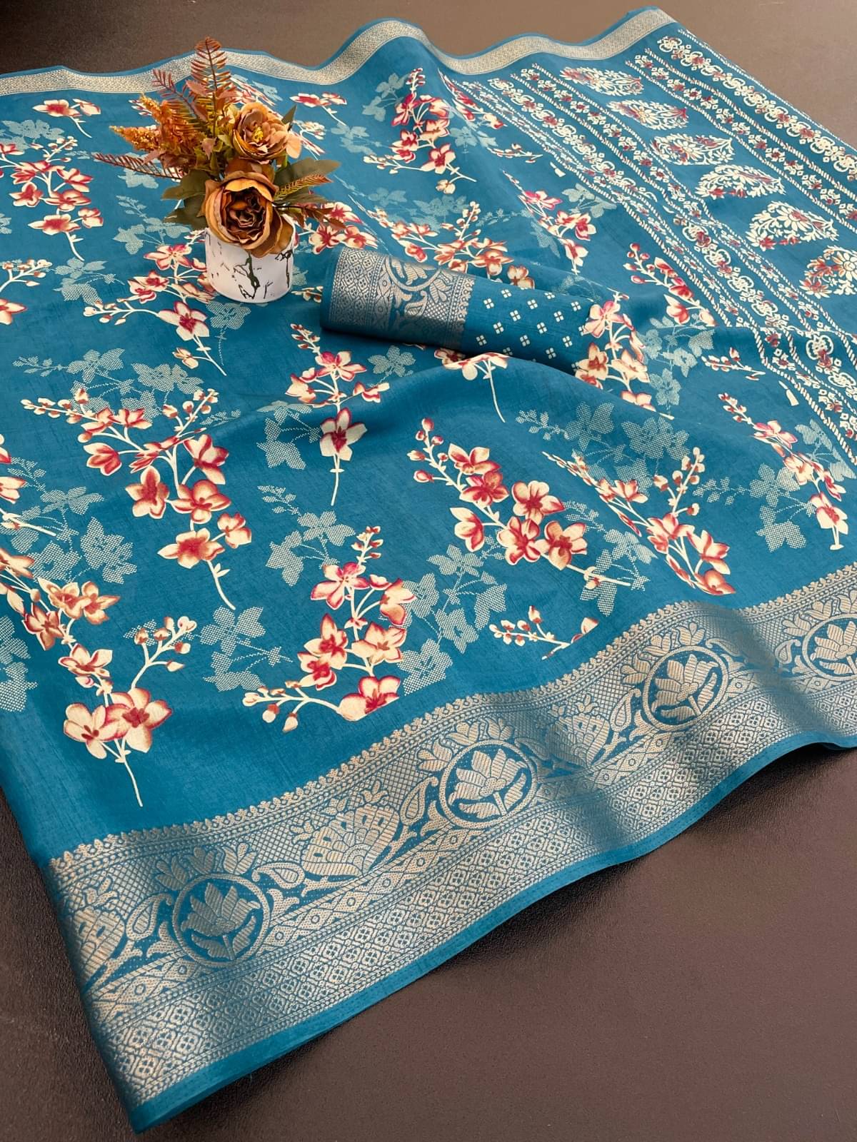 Apnisha Art Silk Printed Regular Saree With Unstitched Blouse Piece ( Sky Blue ) Apnisha Art Silk Printed Regular Saree With Unstitched Blouse Piece ( Sky Blue )