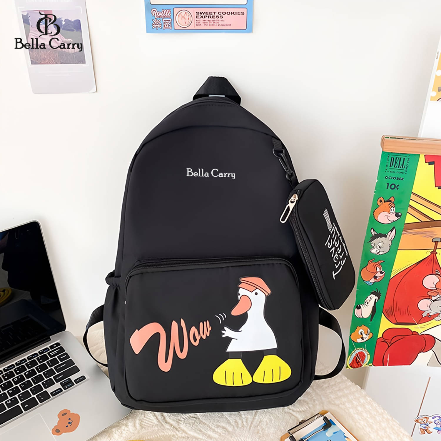     			Bella Carry 20 Ltrs Polyester Backpack *For Boys & Girls ( Black )