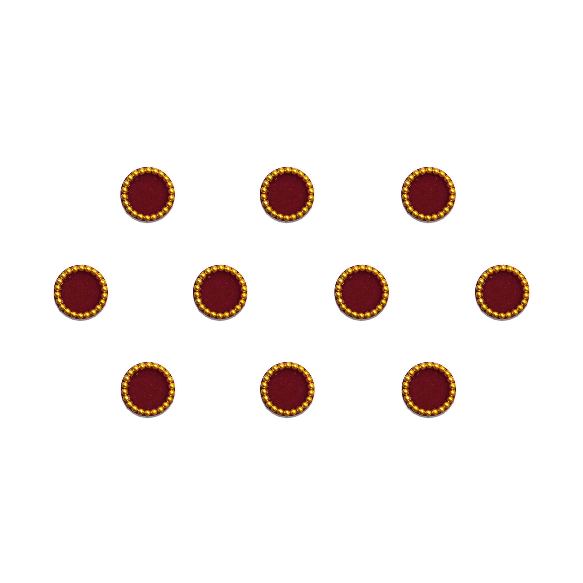     			Comet Busters Elegant Maroon Round Bindi Crafted from Velvet, Shiny Beads for Casual Wear