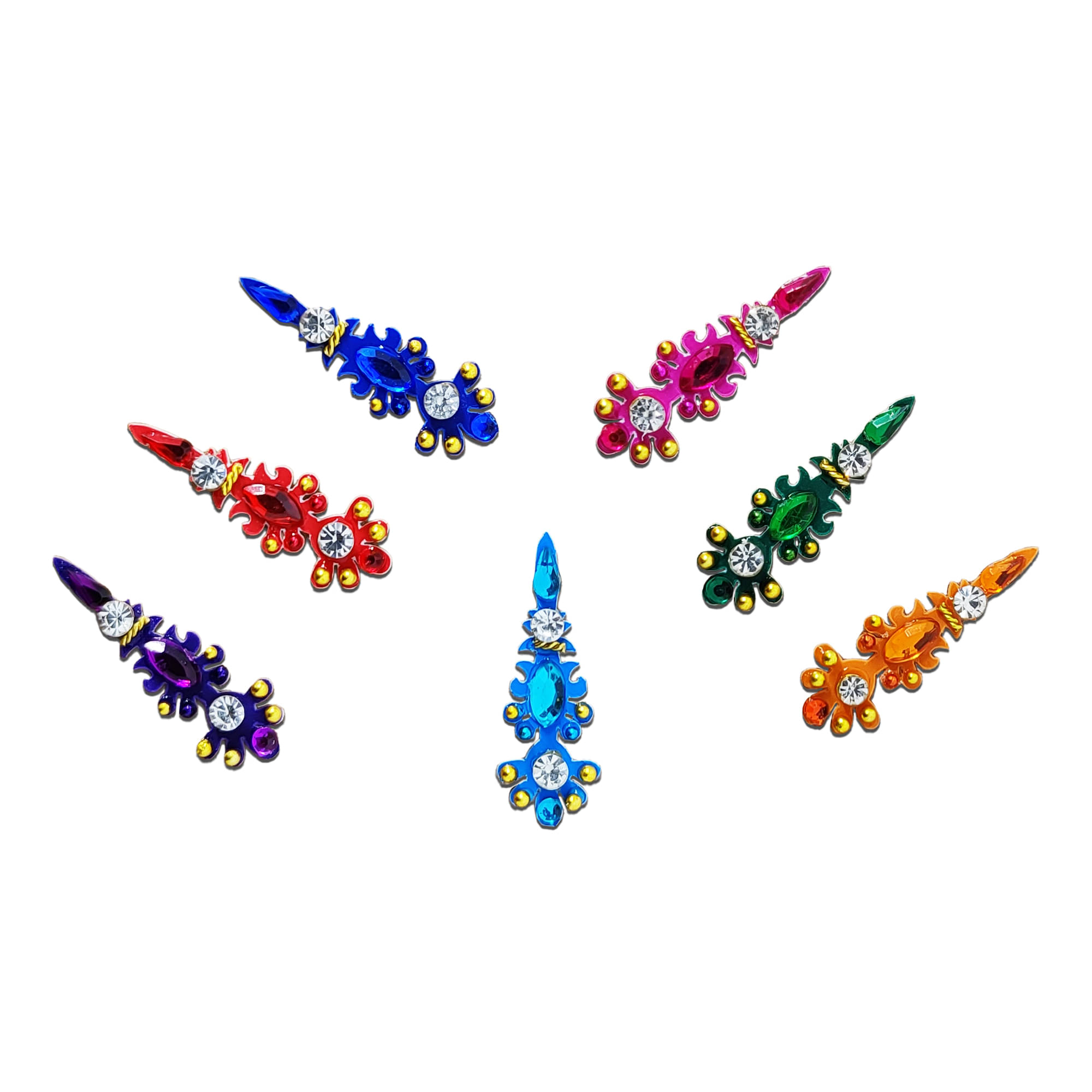     			Comet Blusters 12 Pcs 24 Pcs Traditional Multicolor Star Bindi Made with Premium Diamond, Pvc