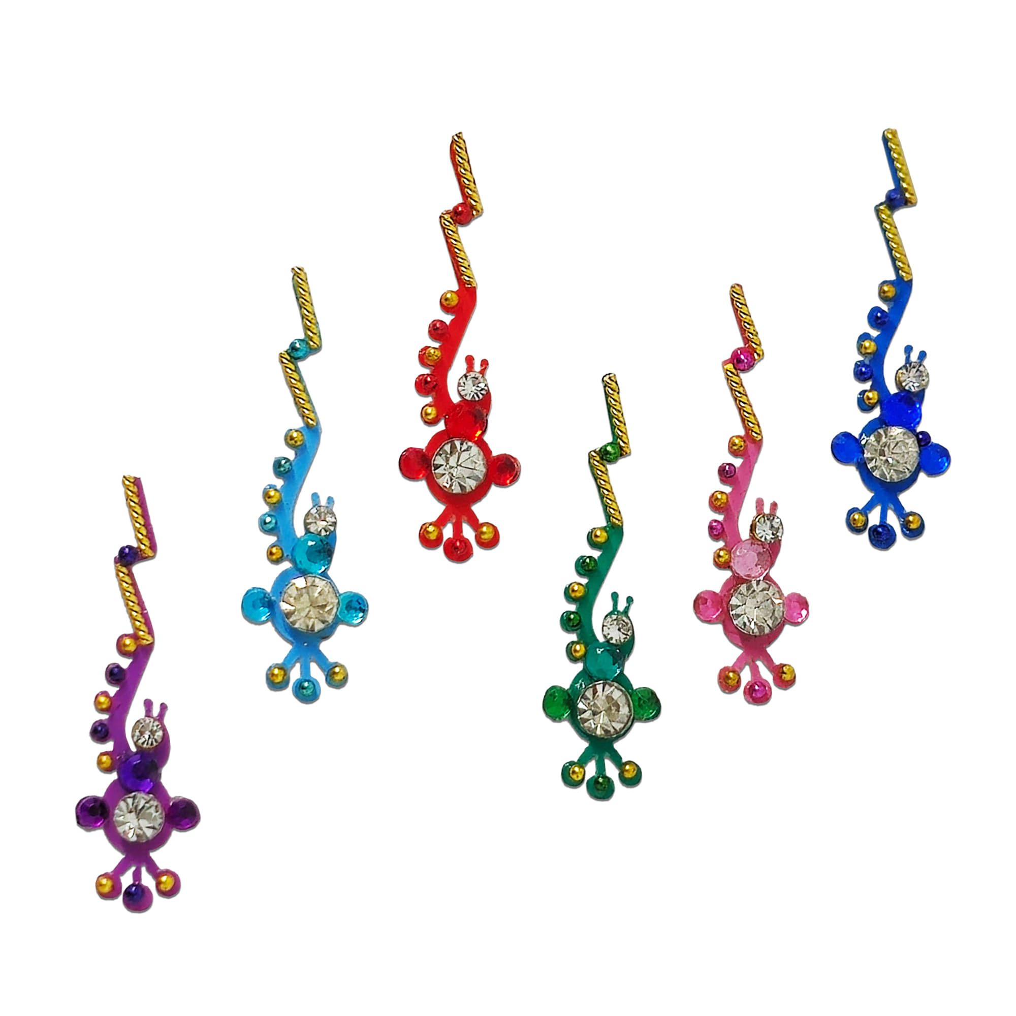     			Comet Blusters 12 Pcs Elegant Multicolor, Black Fusion Abstract Bindi for Casual Wear