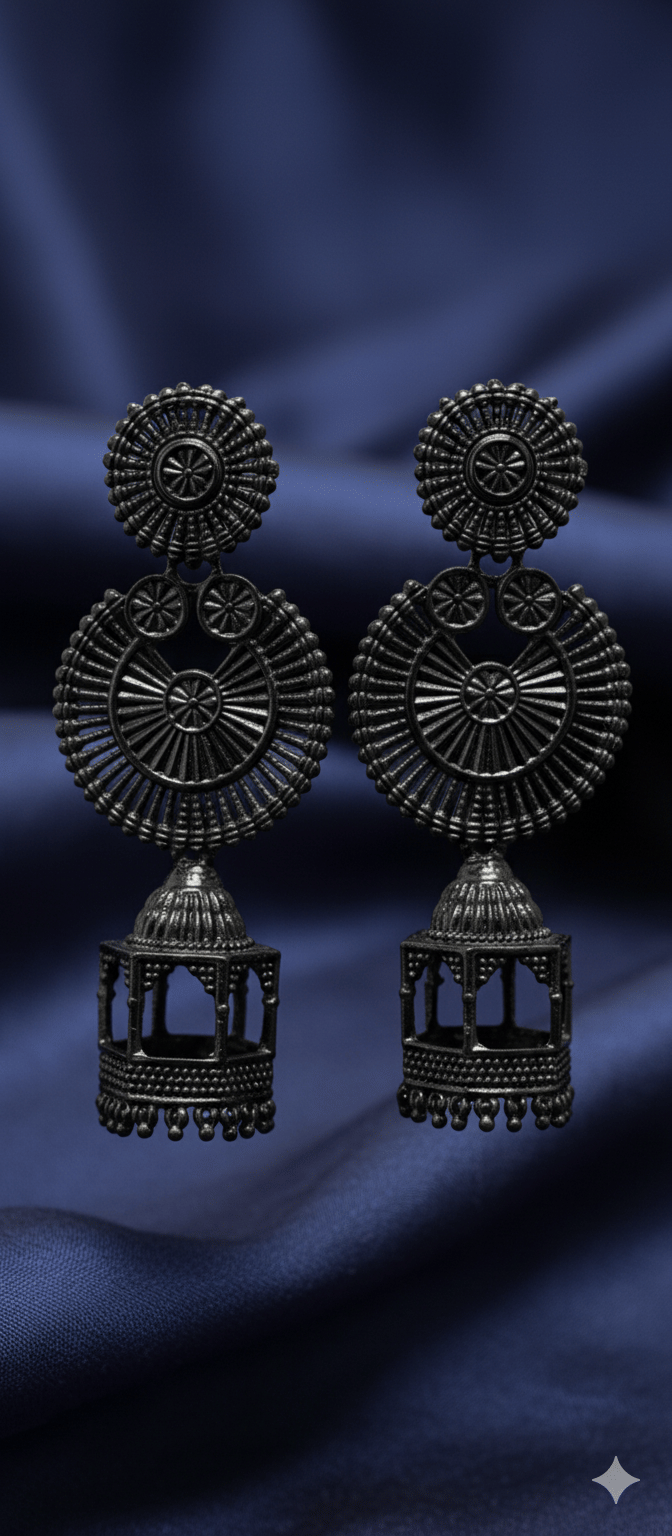     			Da Enterprises Black Jhumki Earrings ( Pack of 1 )