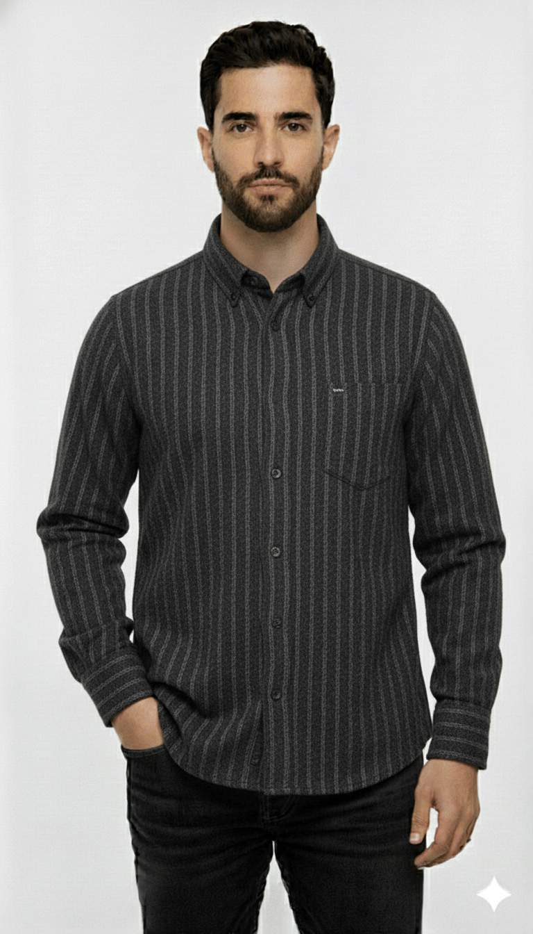     			FABRIZER Flannel Regular Fit Striped Full Sleeves Men's Casual Shirt - Black ( Pack of 1 )
