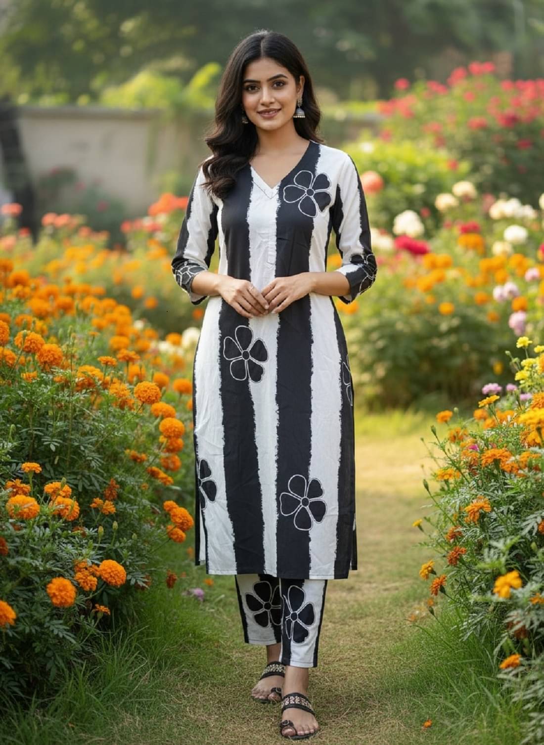 Gobya Women Rayon Printed Straight Kurti With Pants ( Black ) Gobya Women Rayon Printed Straight Kurti With Pants ( Black )