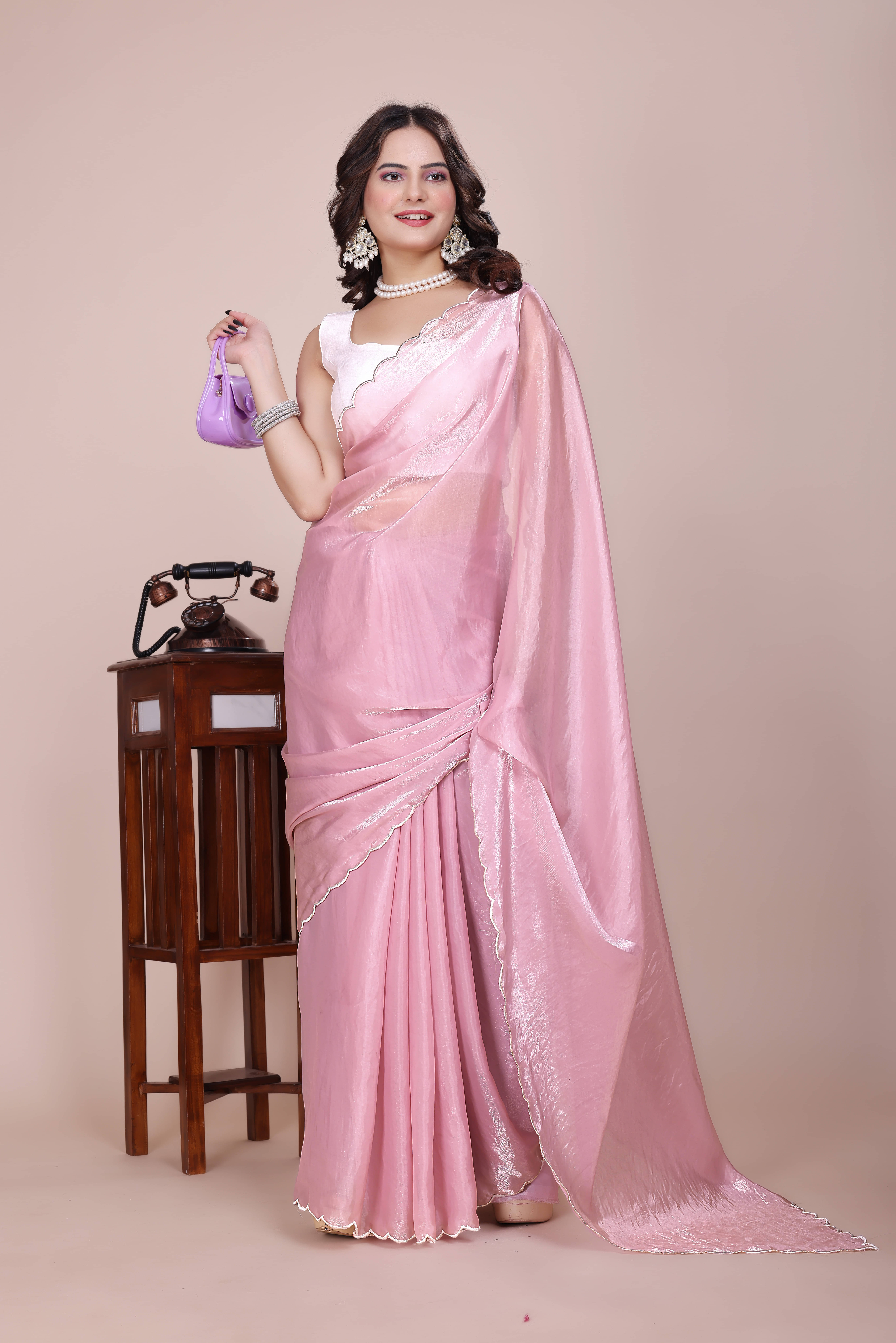 MK WOMEN'S Silk Blend Self Design Regular Saree With Stitched Blouse ( Pink ) MK WOMEN'S Silk Blend Self Design Regular Saree With Stitched Blouse ( Pink )