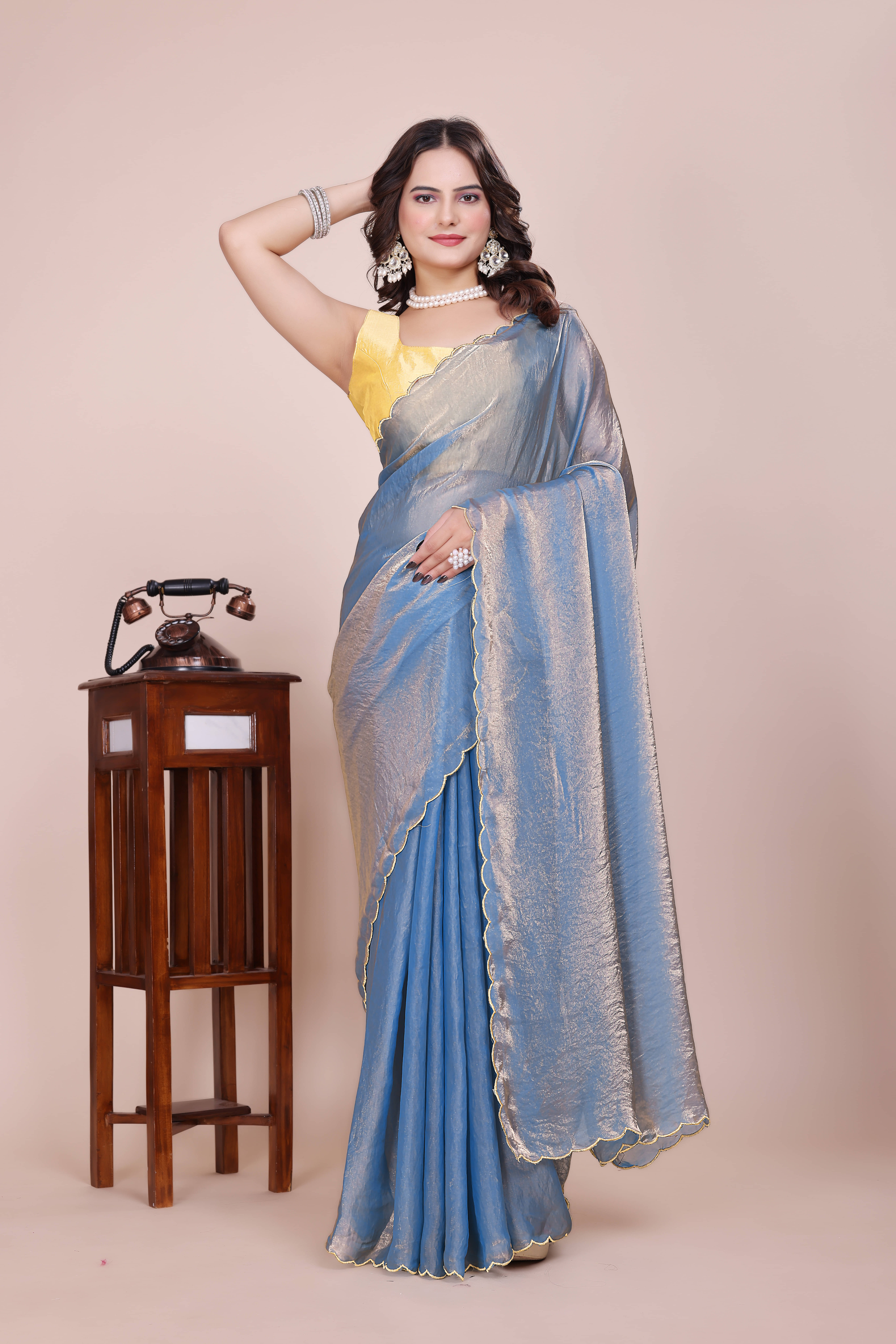 MK WOMEN'S Silk Blend Self Design Regular Saree With Stitched Blouse ( Sky Blue ) MK WOMEN'S Silk Blend Self Design Regular Saree With Stitched Blouse ( Sky Blue )
