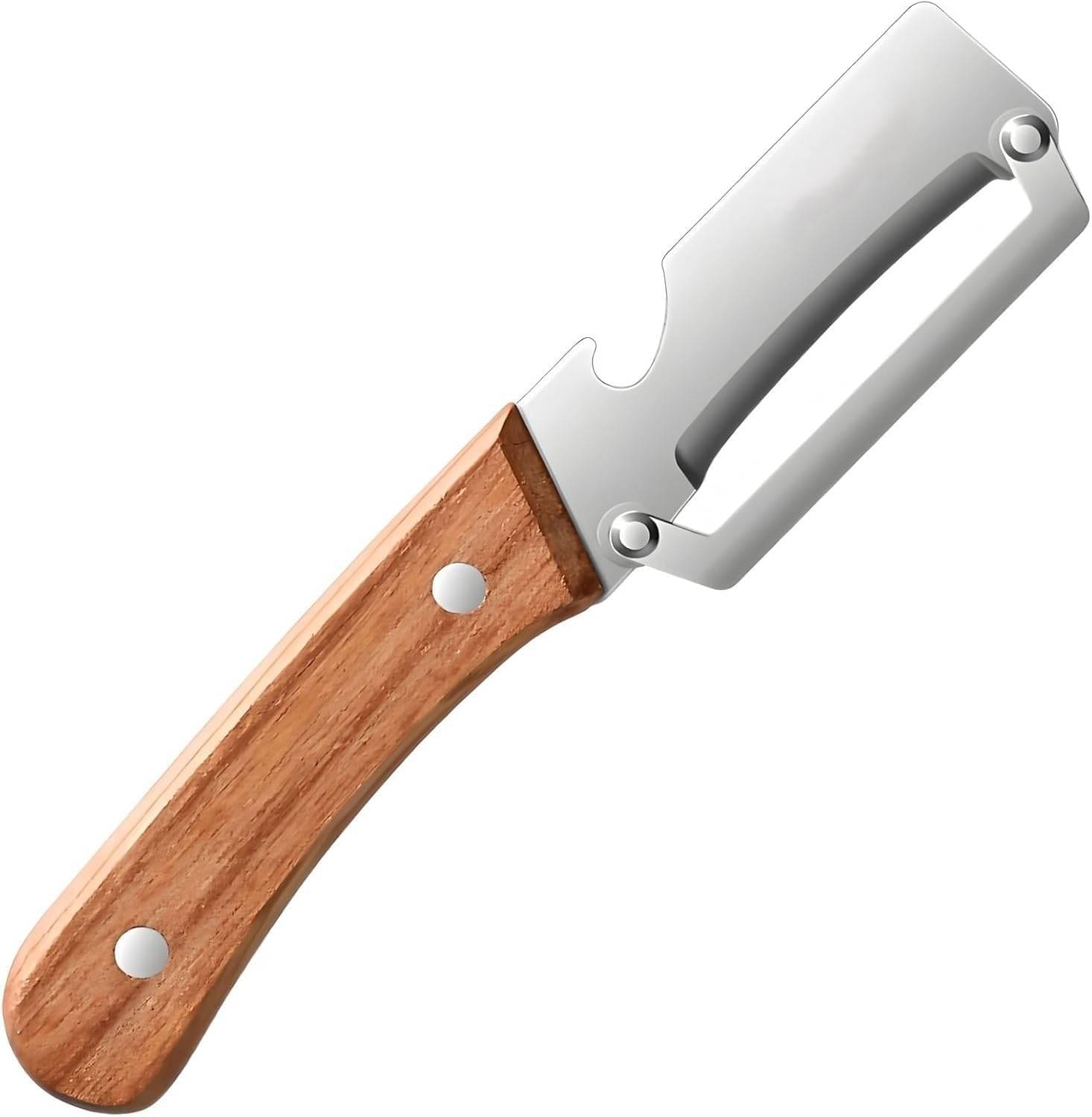     			Multi-Functional Vegetable Peeler for Kitchen, Stainless Steel Peeler with Wooden Handle and Bottle Opener, Single Blade Peelers Tool, Suitable for Vegetables or Fruits
