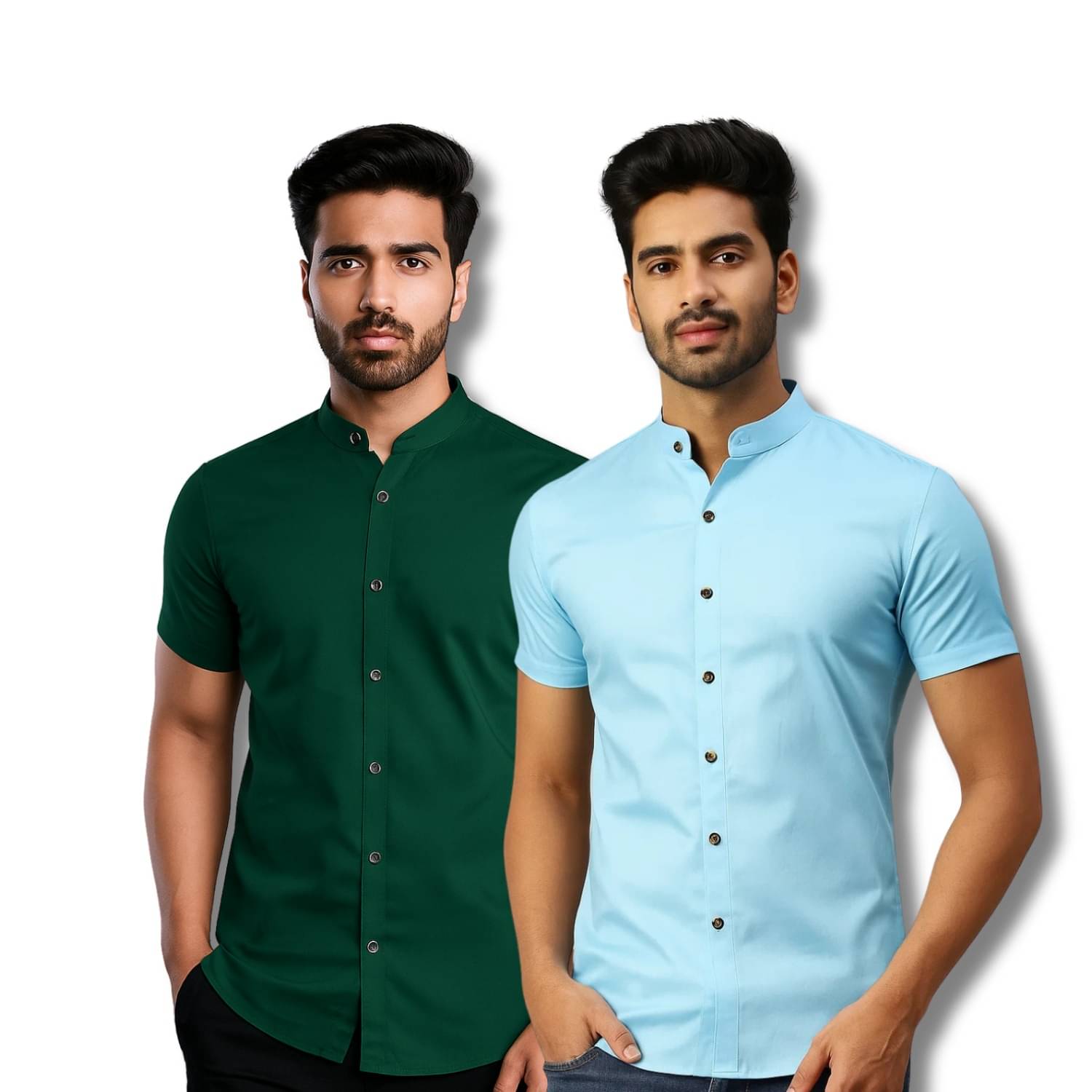     			RAREMARK Cotton Blend Regular Fit Solids Half Sleeves Men's Casual Shirt - Green ( Pack of 2 )