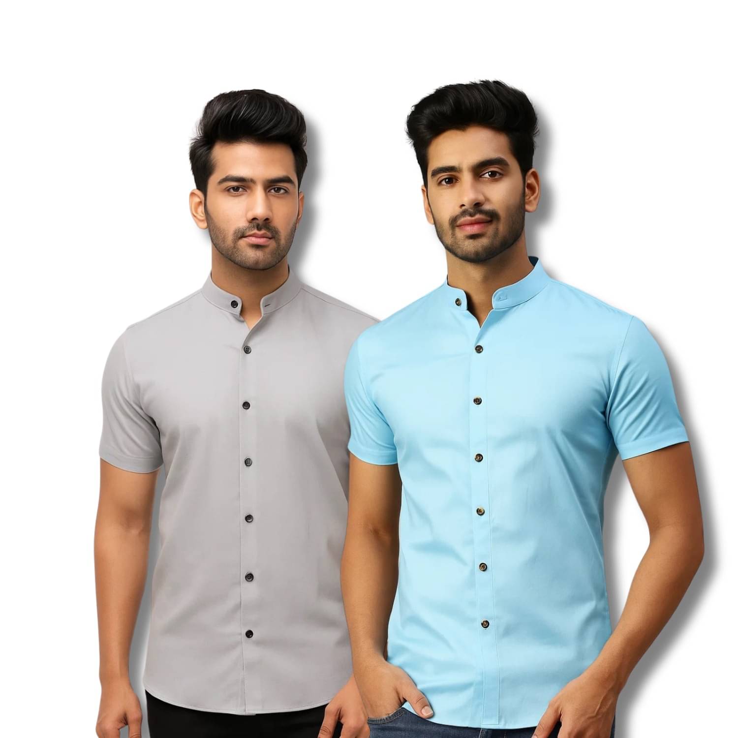     			RAREMARK Cotton Blend Regular Fit Solids Half Sleeves Men's Casual Shirt - Grey ( Pack of 2 )