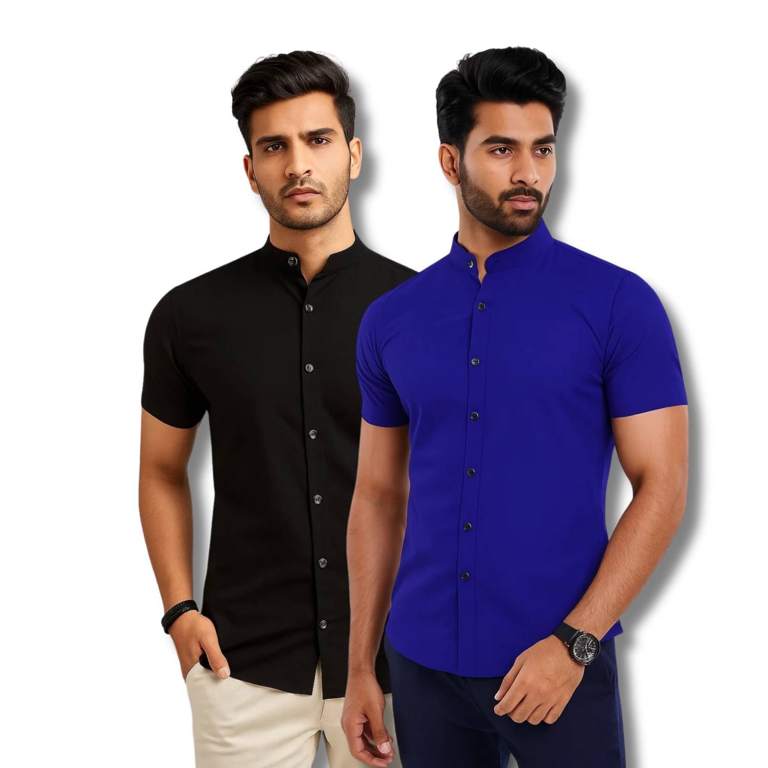     			RAREMARK Cotton Blend Regular Fit Solids Half Sleeves Men's Casual Shirt - Black ( Pack of 2 )