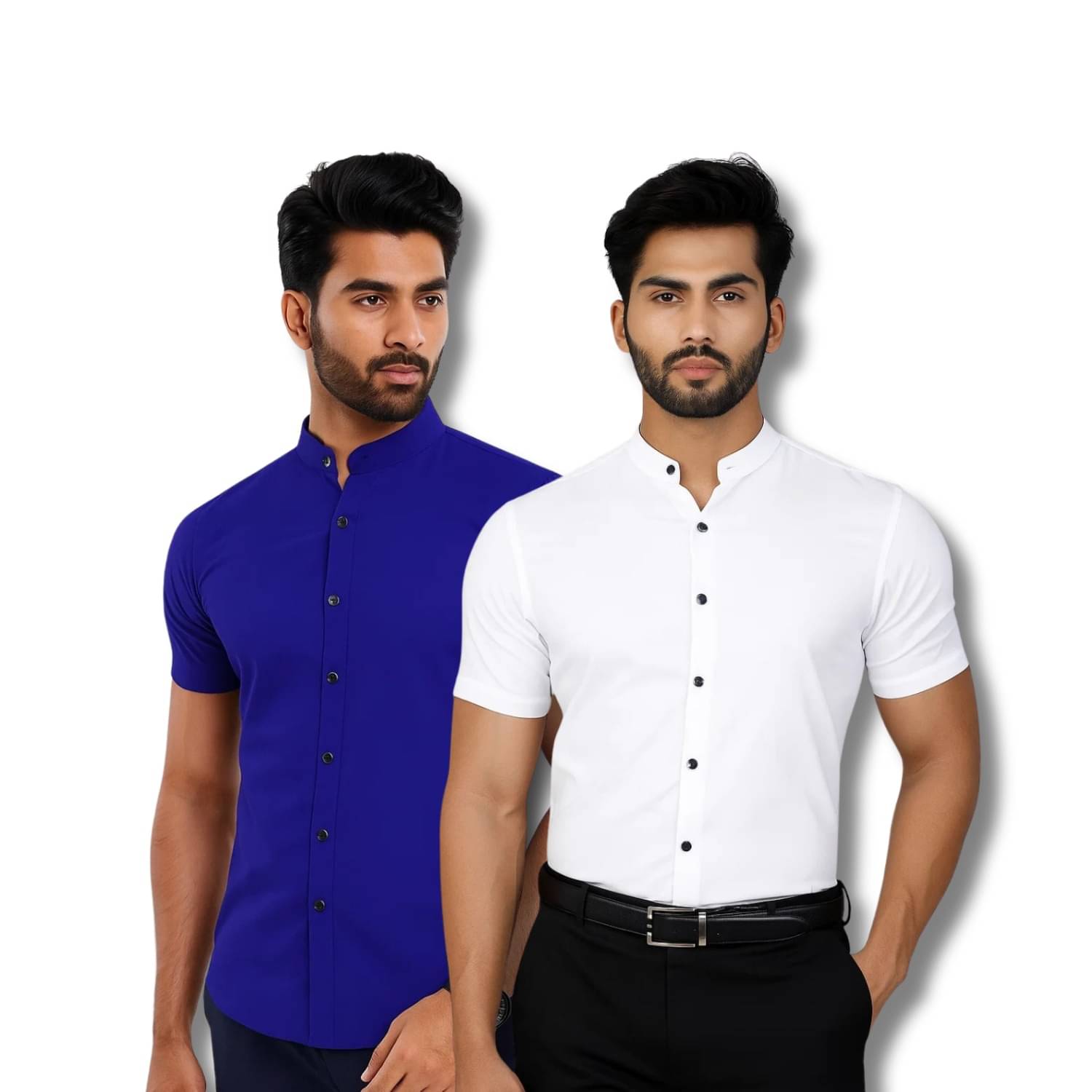    			RAREMARK Cotton Blend Regular Fit Solids Half Sleeves Men's Casual Shirt - Dark Blue ( Pack of 2 )