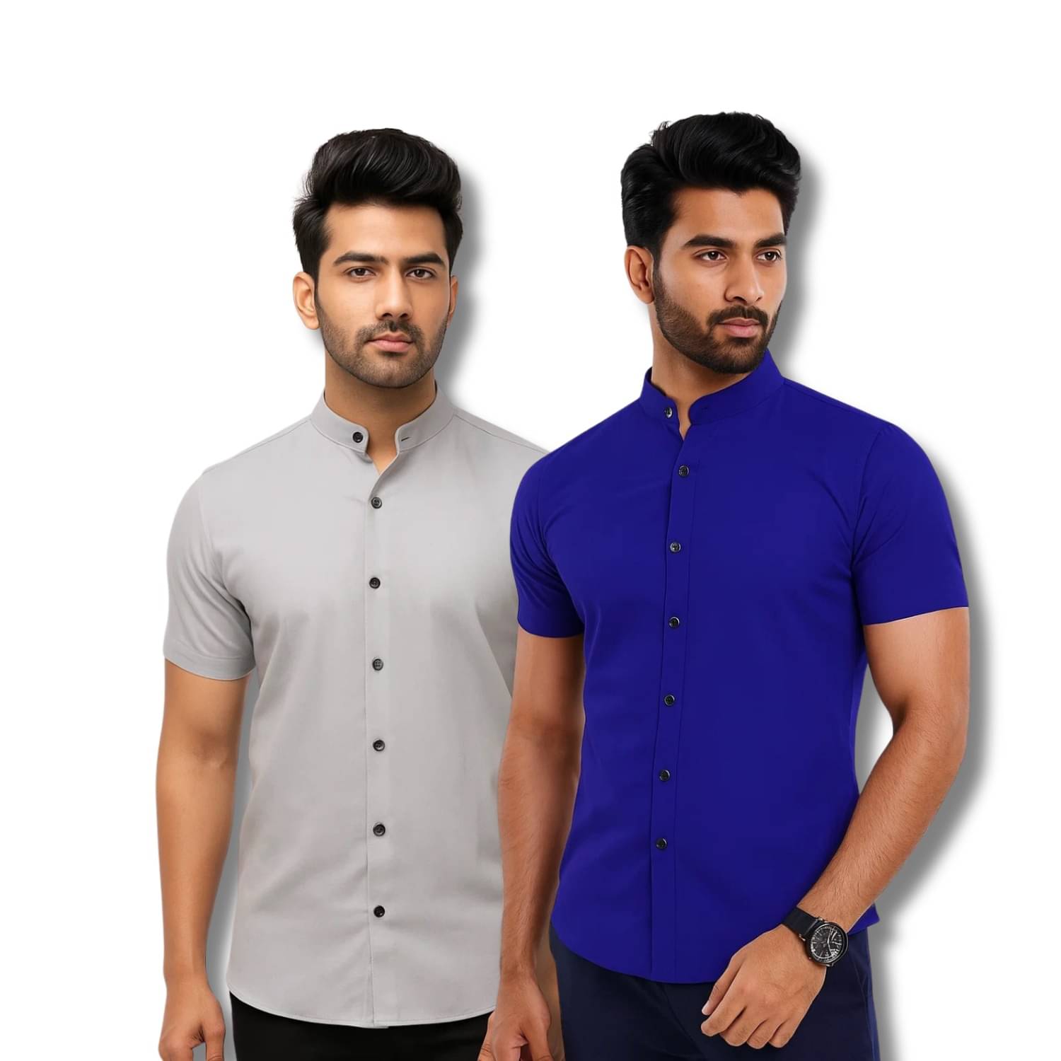     			RAREMARK Cotton Blend Regular Fit Solids Half Sleeves Men's Casual Shirt - Grey ( Pack of 2 )