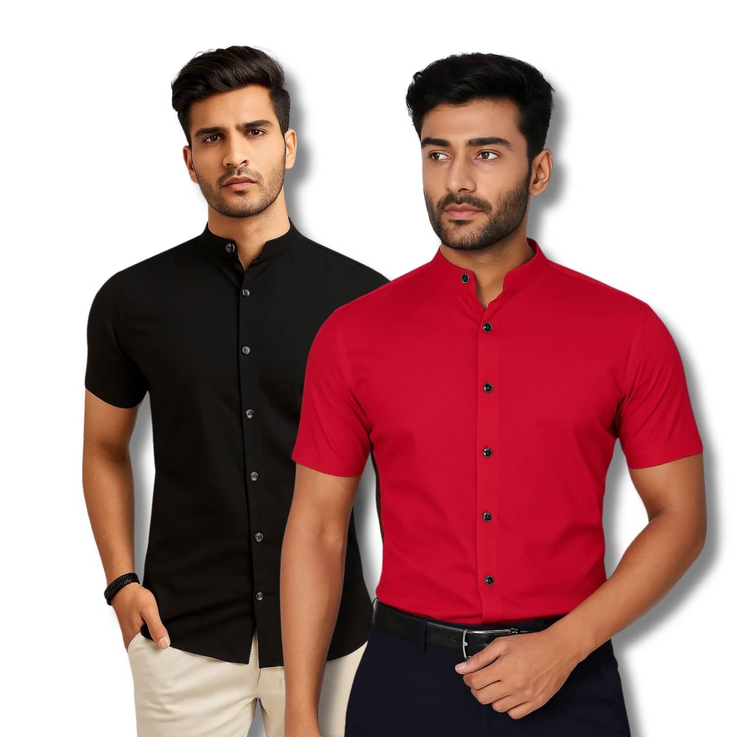     			RAREMARK Cotton Blend Regular Fit Solids Half Sleeves Men's Casual Shirt - Black ( Pack of 2 )