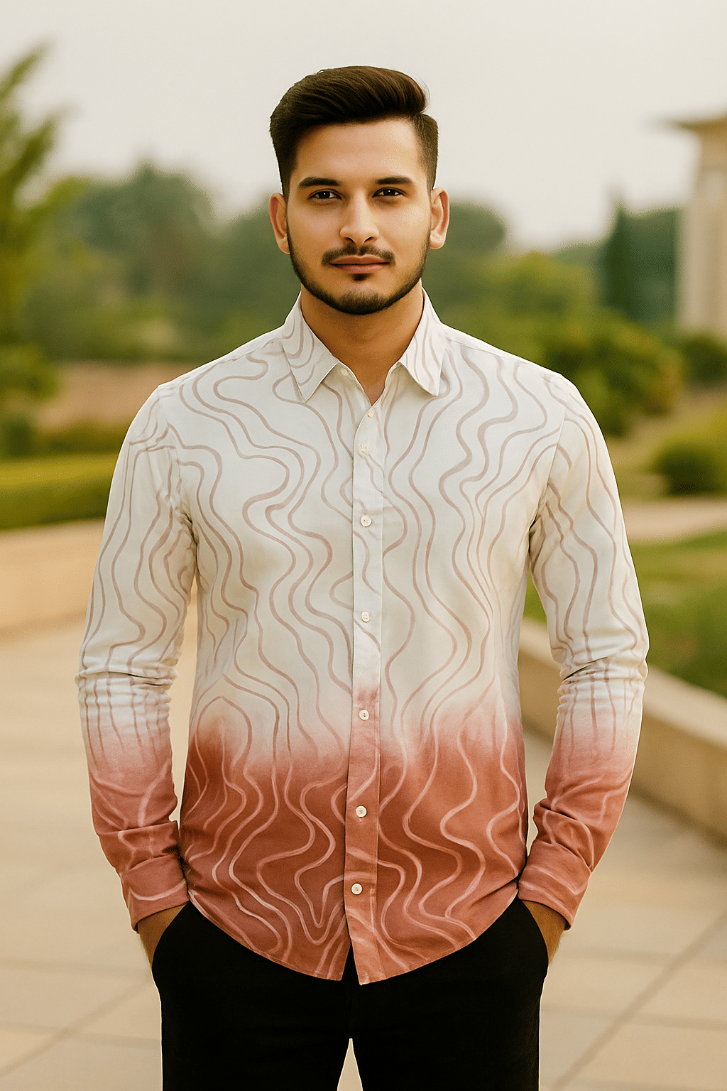     			Red Label Cotton Blend Regular Fit Self Design Full Sleeves Men's Casual Shirt - Brown ( Pack of 1 )