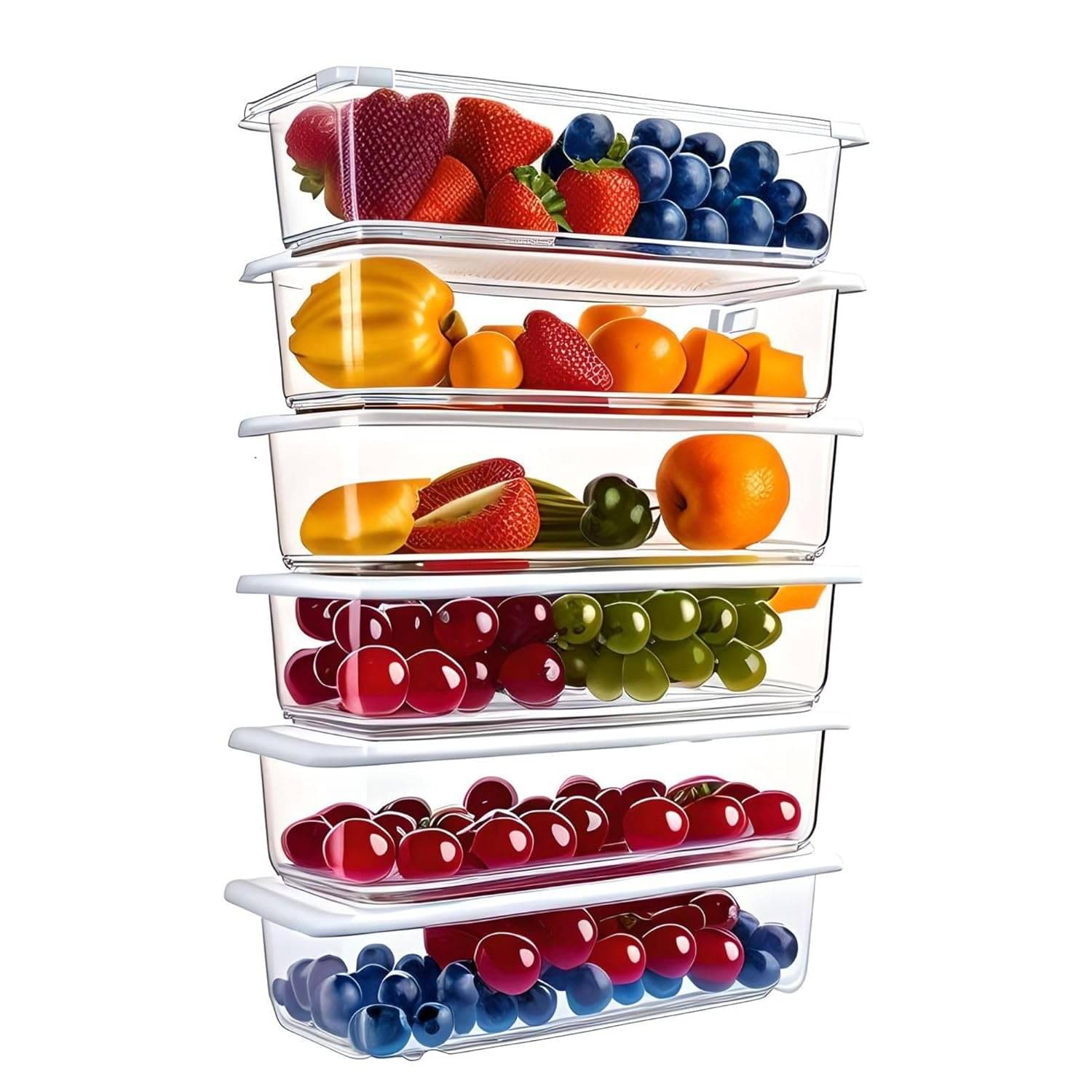     			SPIX FISHCONTAINER Plastic Transparent Food Container ( Set of 6 )