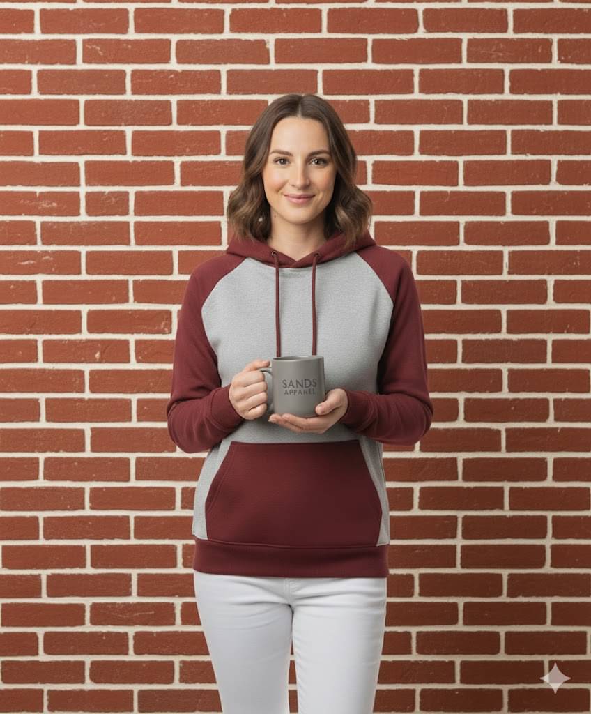     			Sands Apparel Women Cotton Blend Hooded Sweatshirt For Light Winters ( Grey )