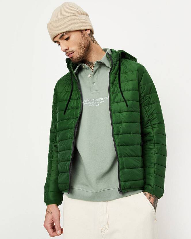     			Shopeleven Polyester Men's Puffer Jacket - Green ( Pack of 1 )