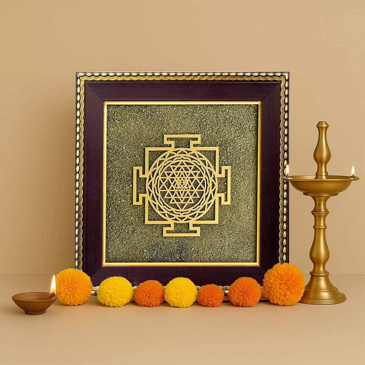 Spiry Shree Yantra Pyrite Frame | Certified Original Pyrite Frame Vastu Wall Decor for Good Luck, Prosperity & Success | Shree yantra Photo Frame for Living Room, Office & Gifting Spiry Shree Yantra Pyrite Frame | Certified Original Pyrite Frame Vastu Wall Decor for Good Luck, Prosperity & Success | Shree yantra Photo Frame for Living Room, Office & Gifting