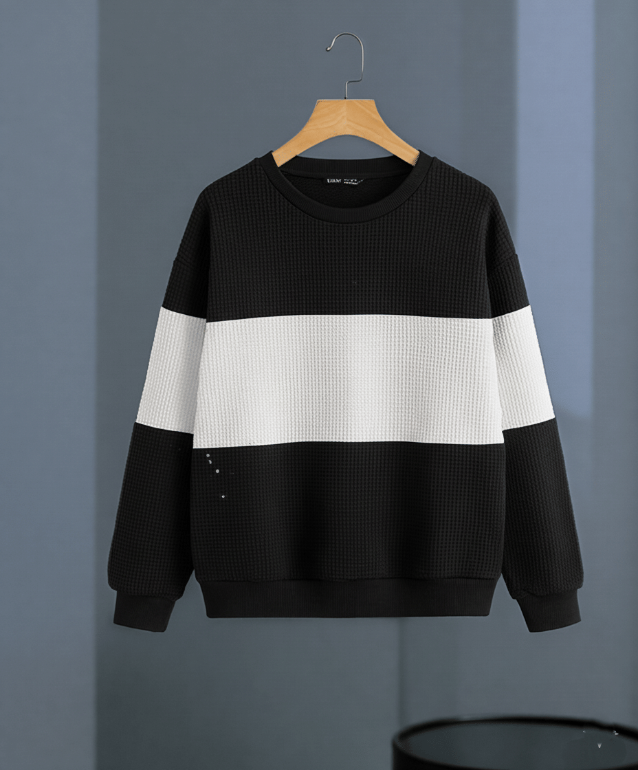     			Try This Men Cotton Blend Regular Fit Colorblock T-Shirt ( Black )