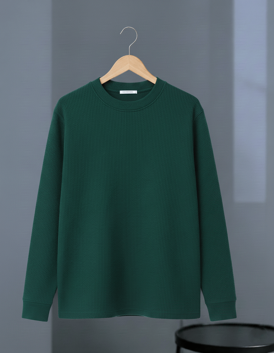     			Try This Men Cotton Blend Regular Fit Solid T-Shirt ( Green )