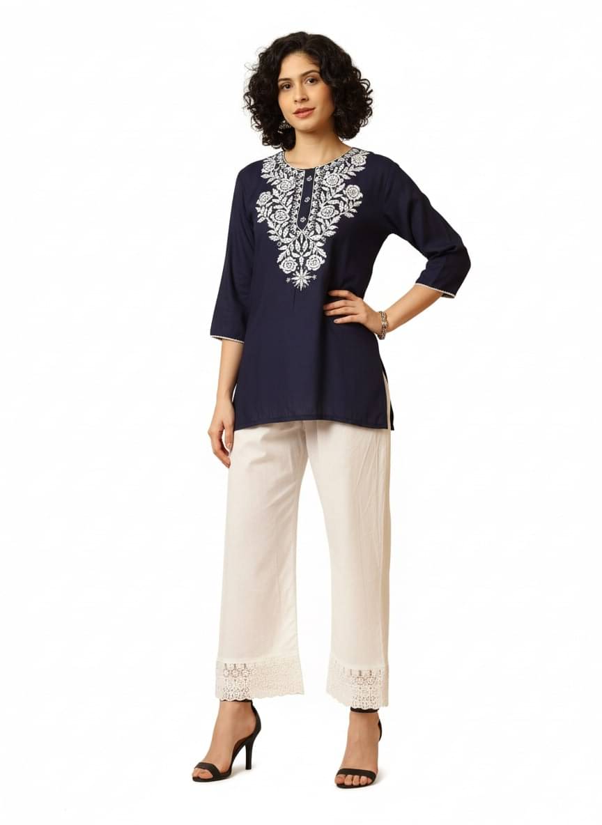     			Urban Kanya Women Cotton Blend Solid Straight Kurti With Palazzo ( Multicoloured )