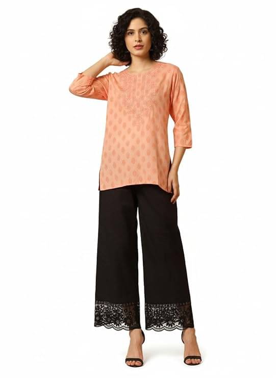     			Urban Kanya Women Cotton Blend Solid Straight Kurti With Palazzo ( Multicoloured )