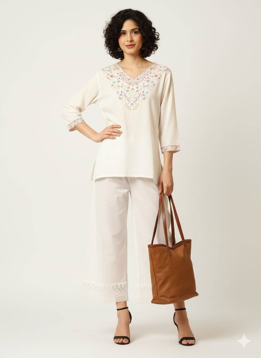     			Urban Kanya Women Cotton Blend Solid Straight Kurti With Palazzo ( Multicoloured )