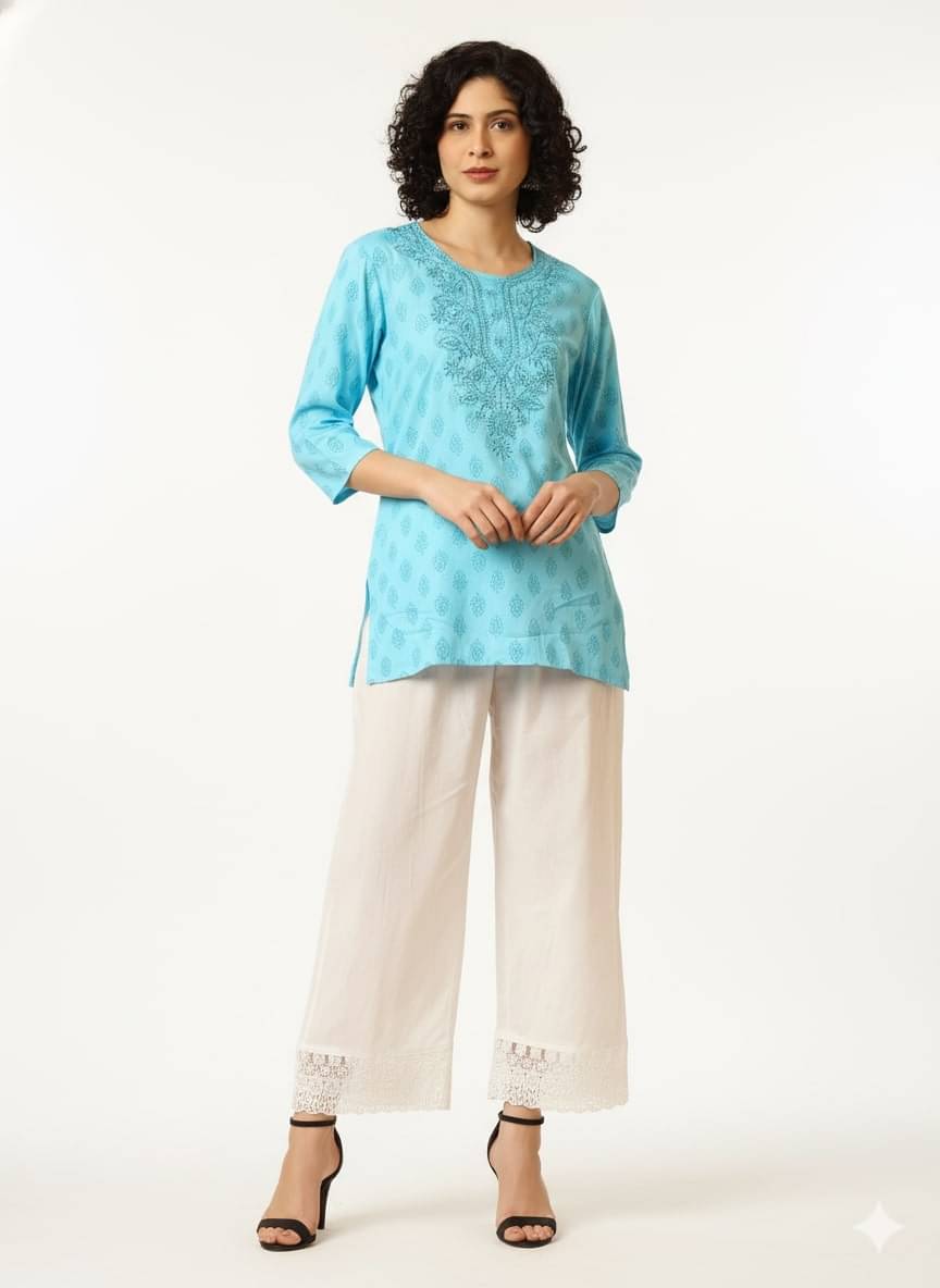     			Urban Kanya Women Cotton Blend Solid Straight Kurti With Palazzo ( Multicoloured )